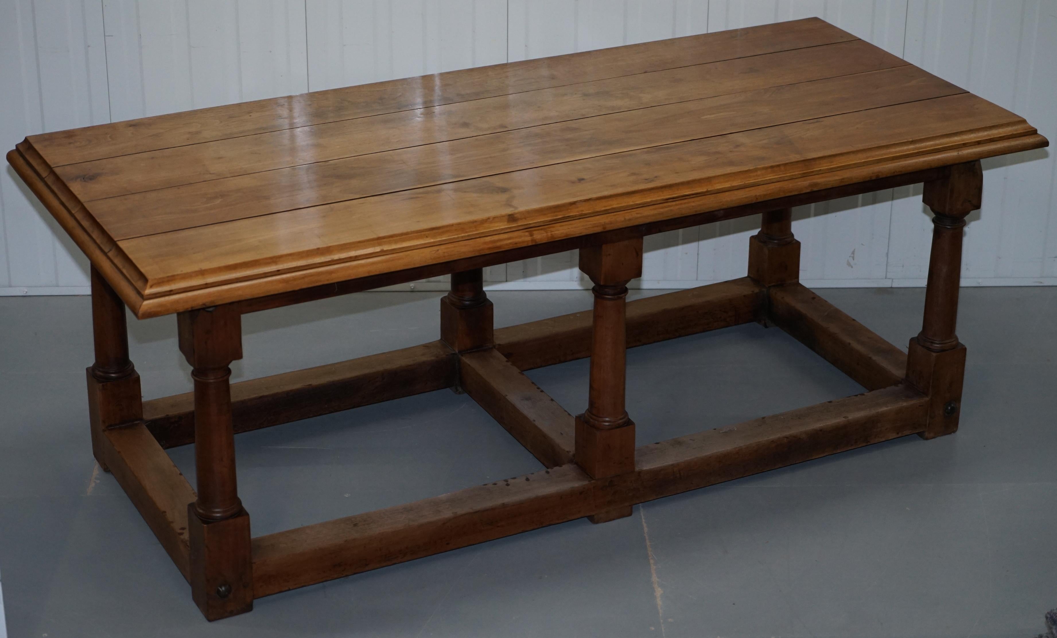 We are delighted to offer for sale this lovely 17th-century style French walnut Victorian refectory dining table with planked top

Please note the delivery fee listed is just a guide, it covers within the M25 only

A very good looking and