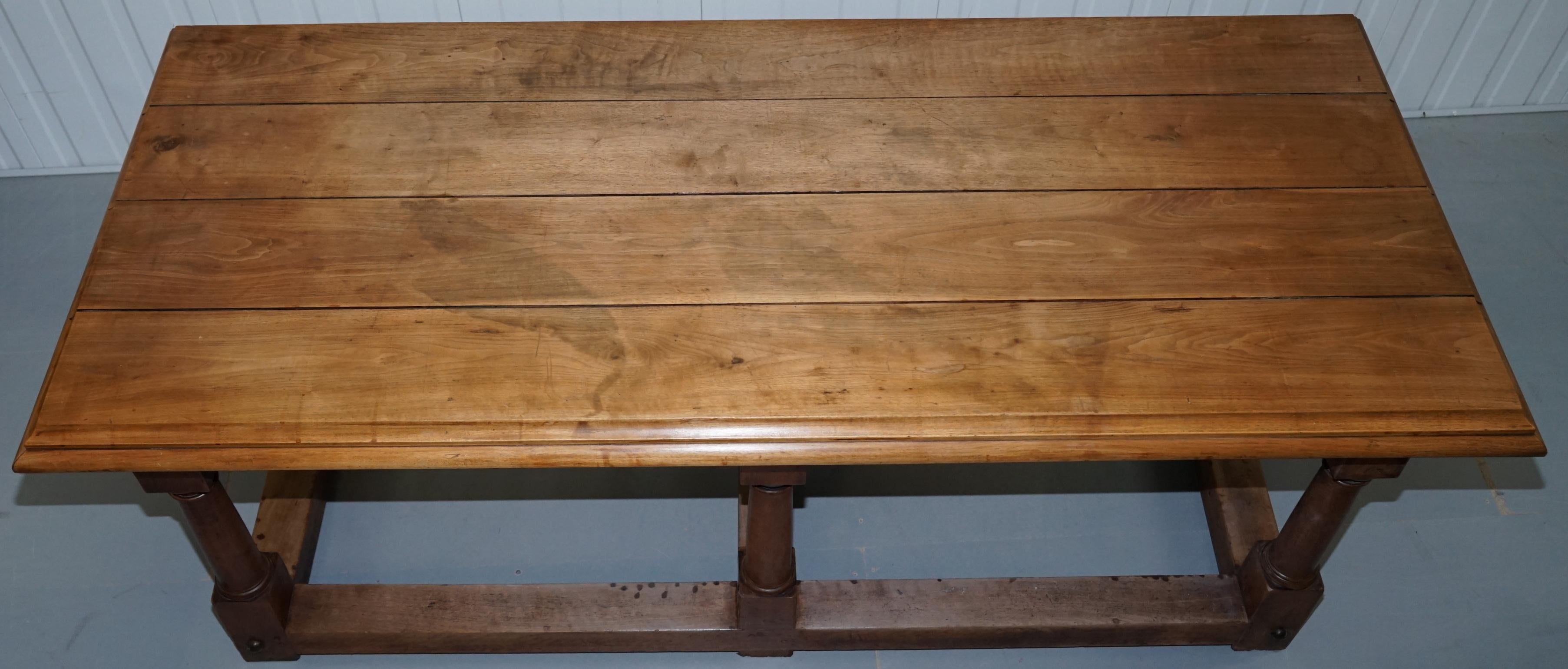 18th Century and Earlier 17th Century Style French Victorian Walnut Planked Top Refectory Dining Table