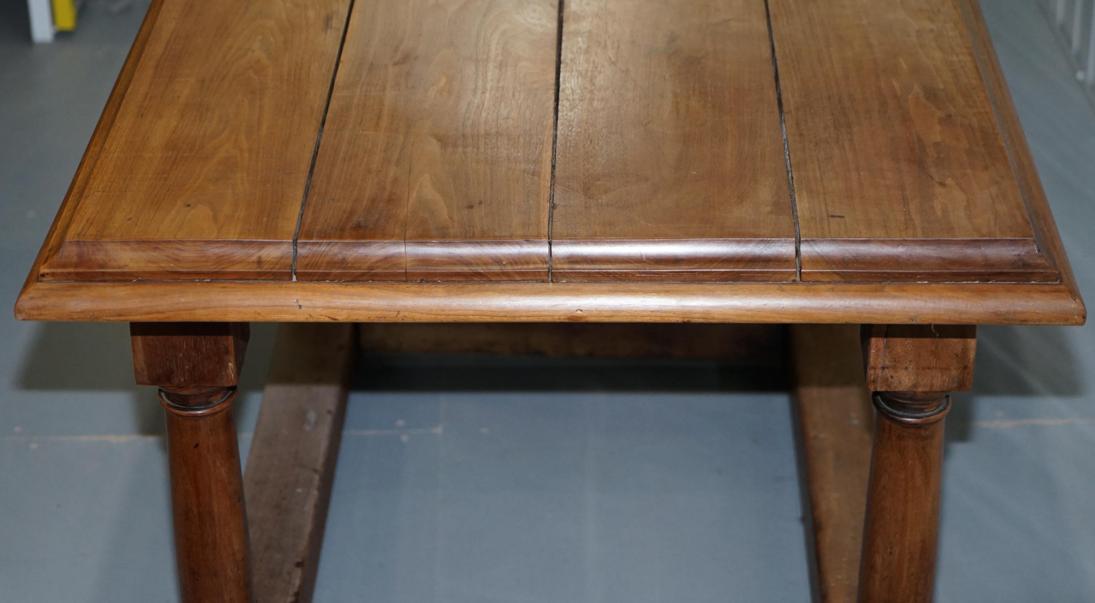 17th Century Style French Victorian Walnut Planked Top Refectory Dining Table 2