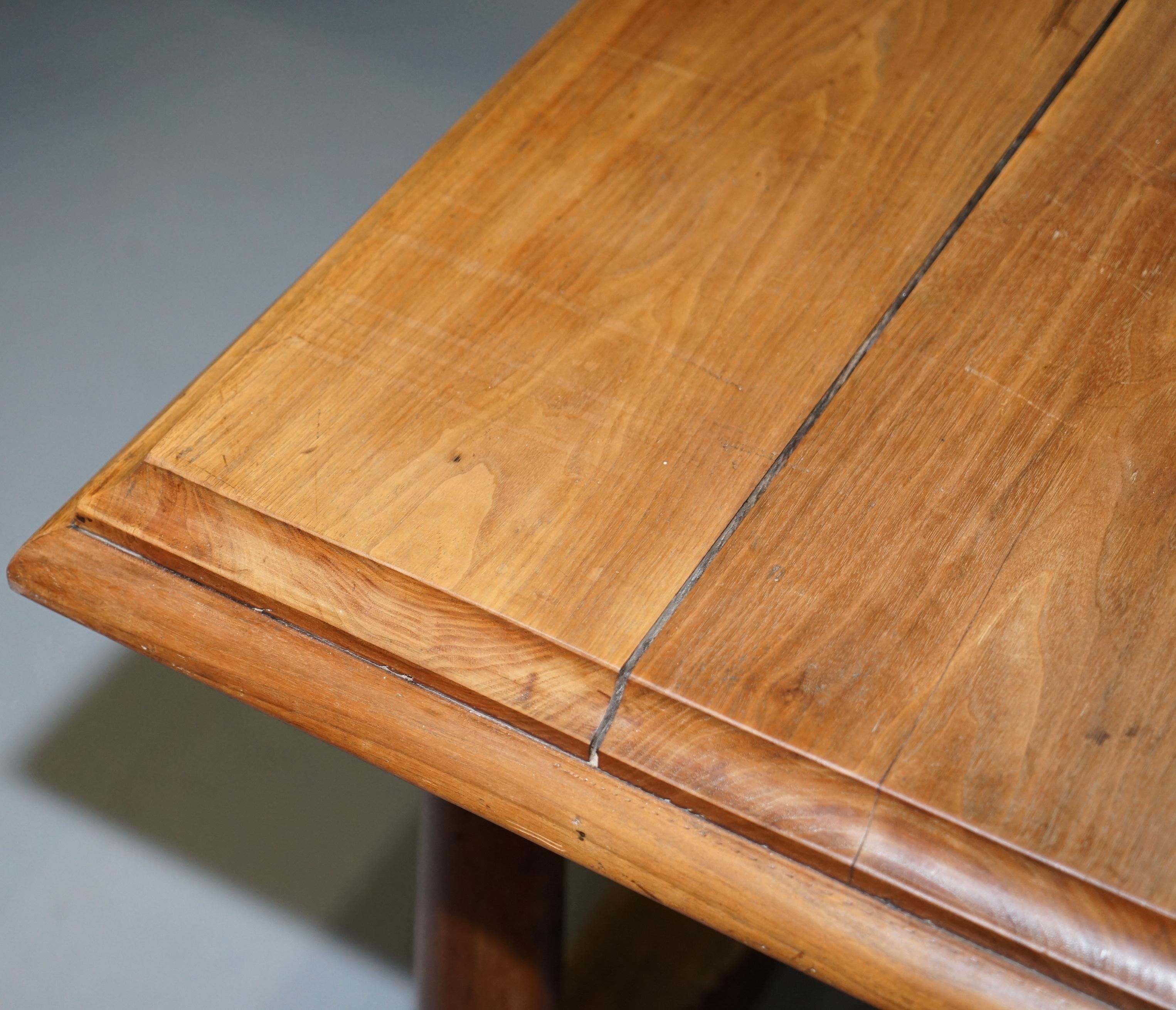 17th Century Style French Victorian Walnut Planked Top Refectory Dining Table 3