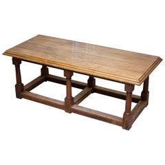 17th Century Style French Victorian Walnut Planked Top Refectory Dining Table