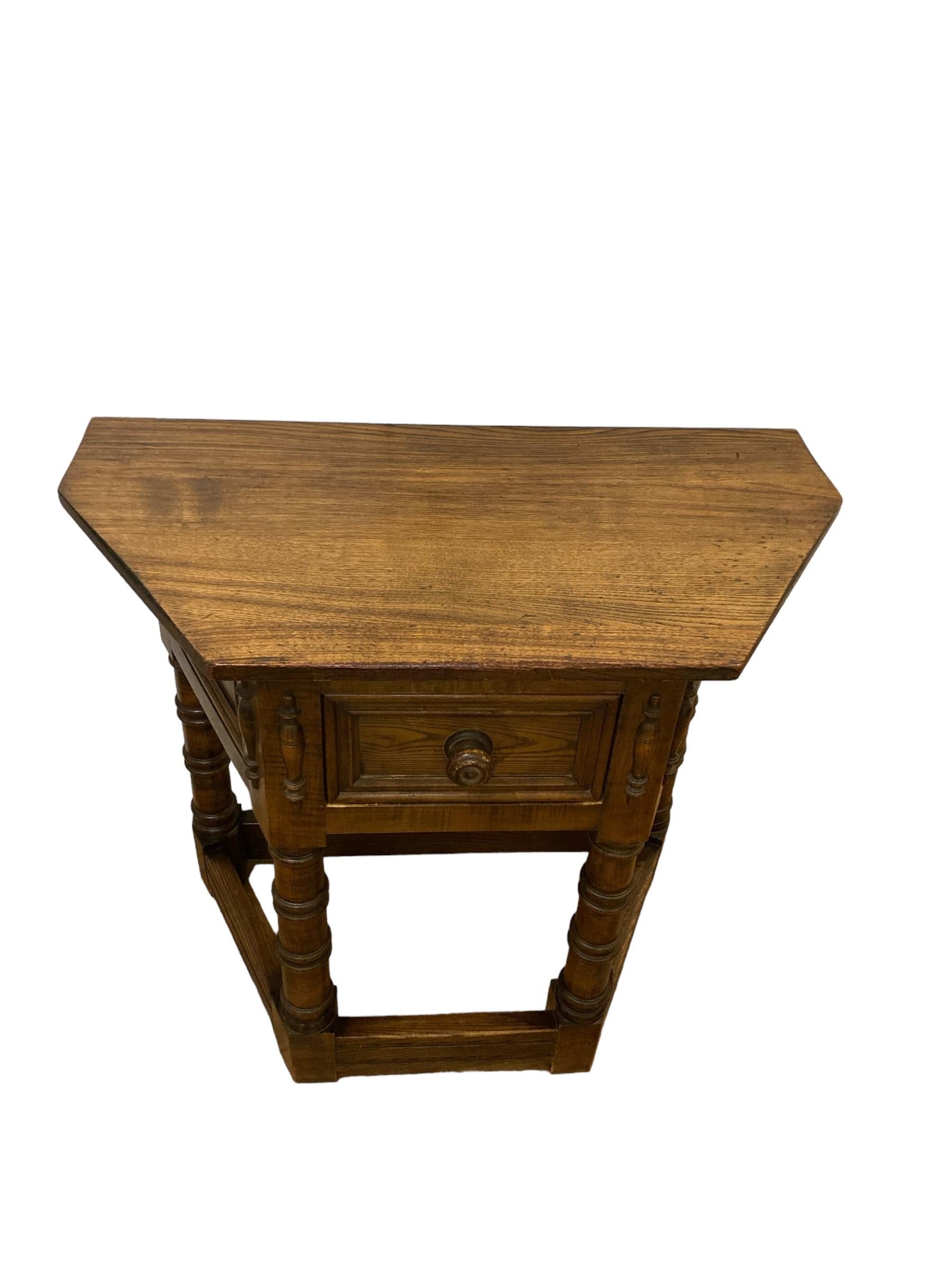 Carved 17th Century Style Gothic Looking Oak Credence Side Hall Table For Sale