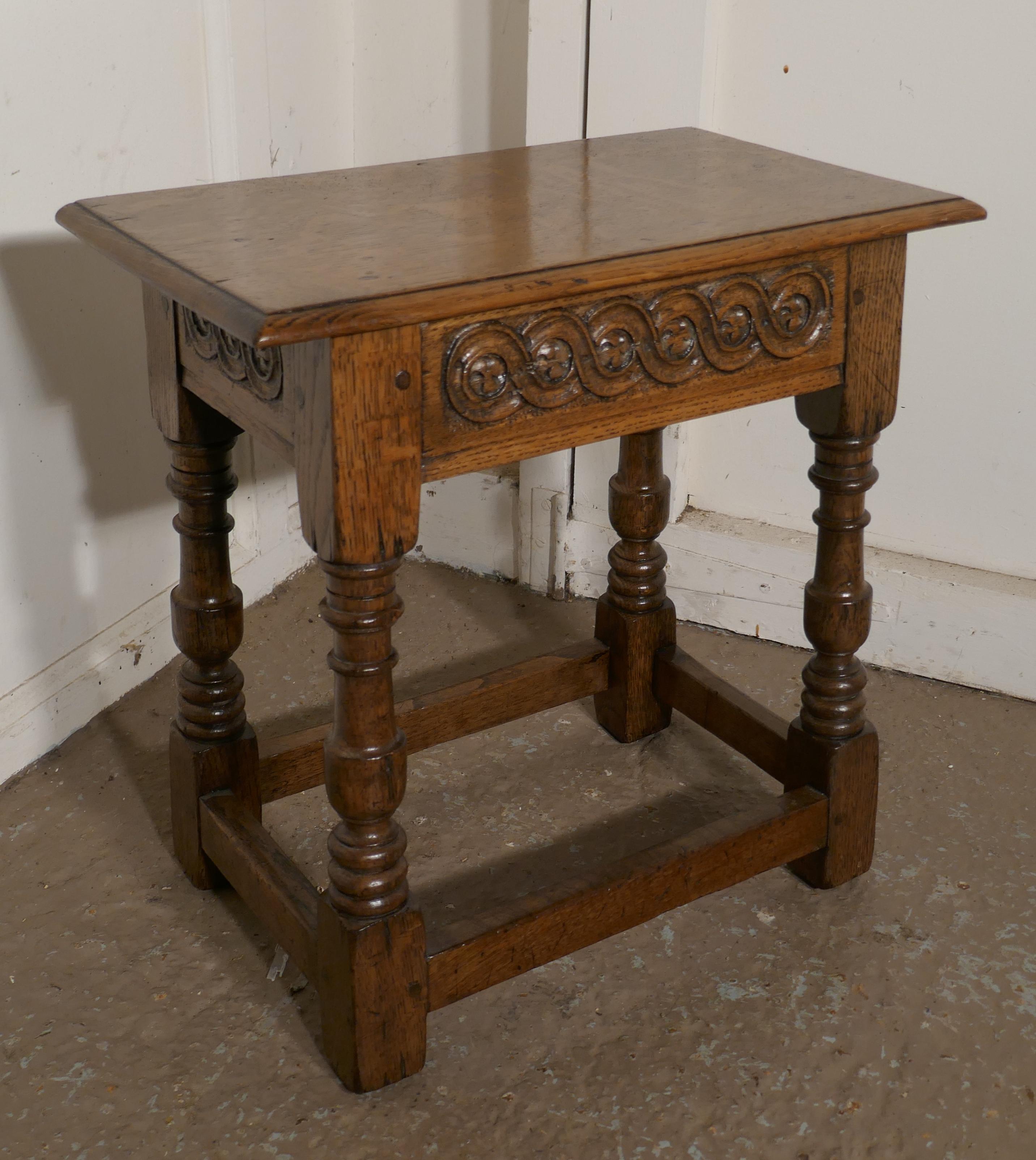 Gothic 17th Century Style Ipswich Oak Joint or Coffin Stool