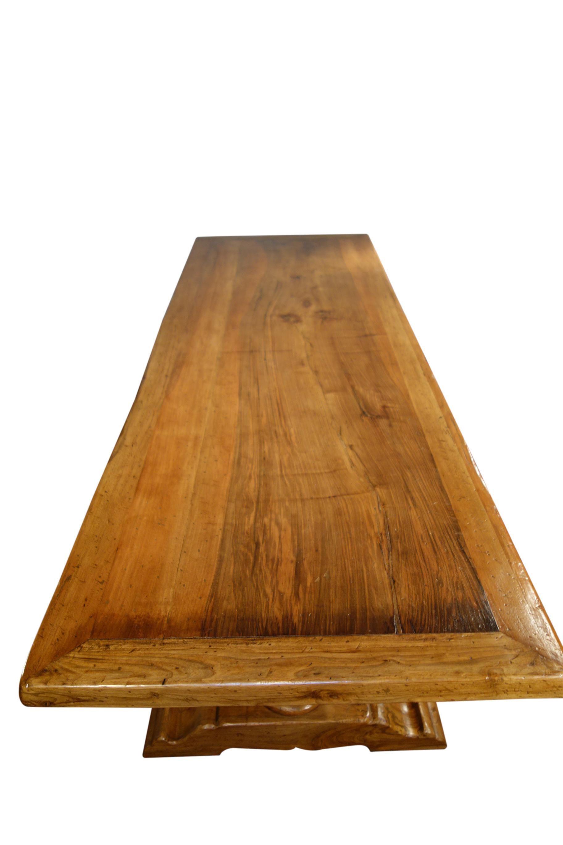 18th C Style Italian BOCCI Solid Natural Walnut Trestle Table Made to Order  For Sale 10