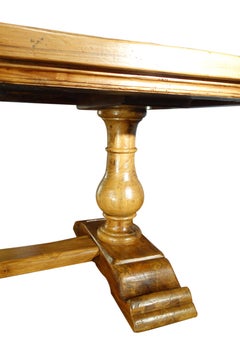 18th C Style Italian BOCCI Solid Natural Walnut Trestle Table Made to Order