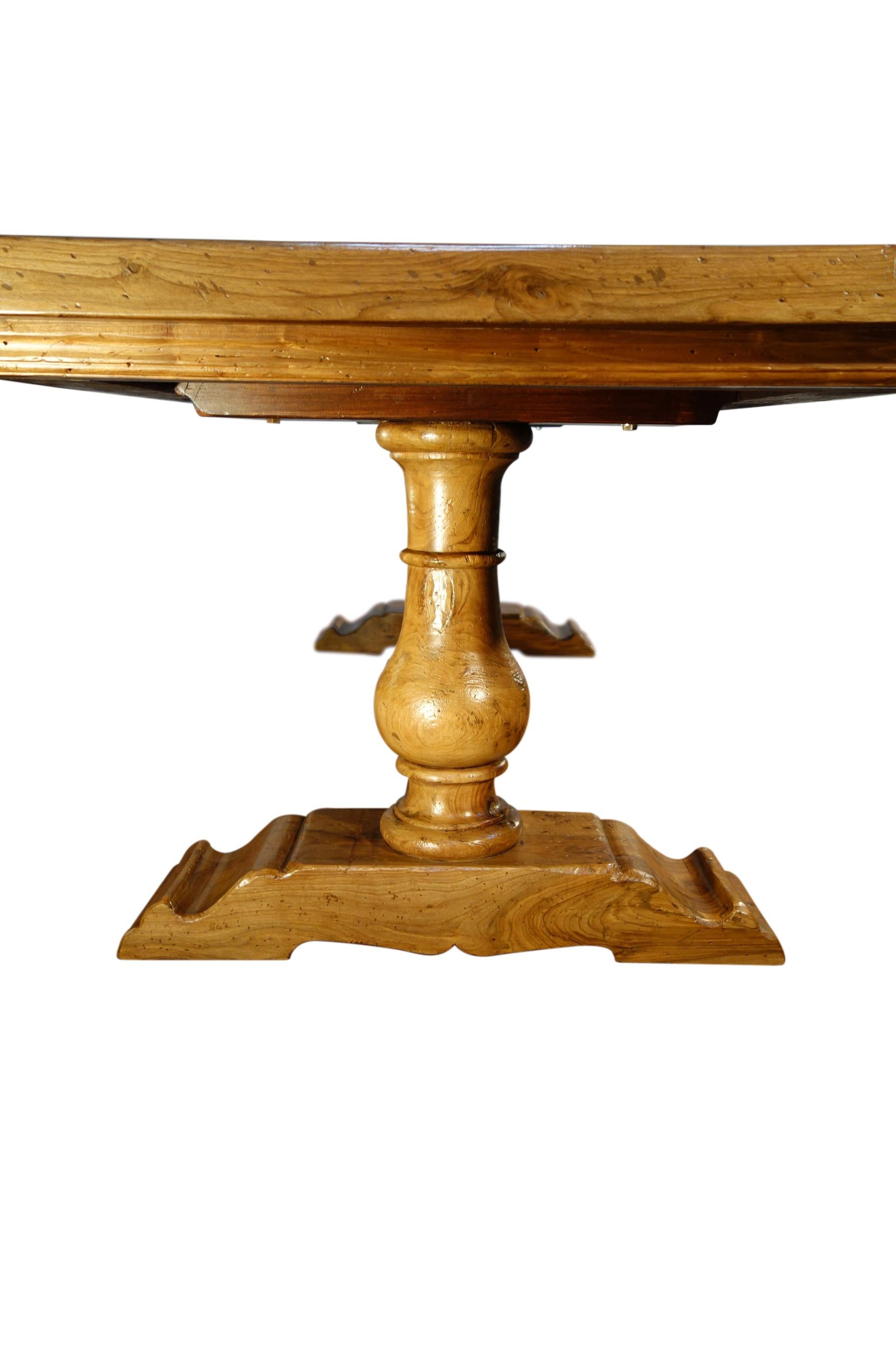 Baroque 18th C Style Italian BOCCI Solid Natural Walnut Trestle Table Made to Order  For Sale