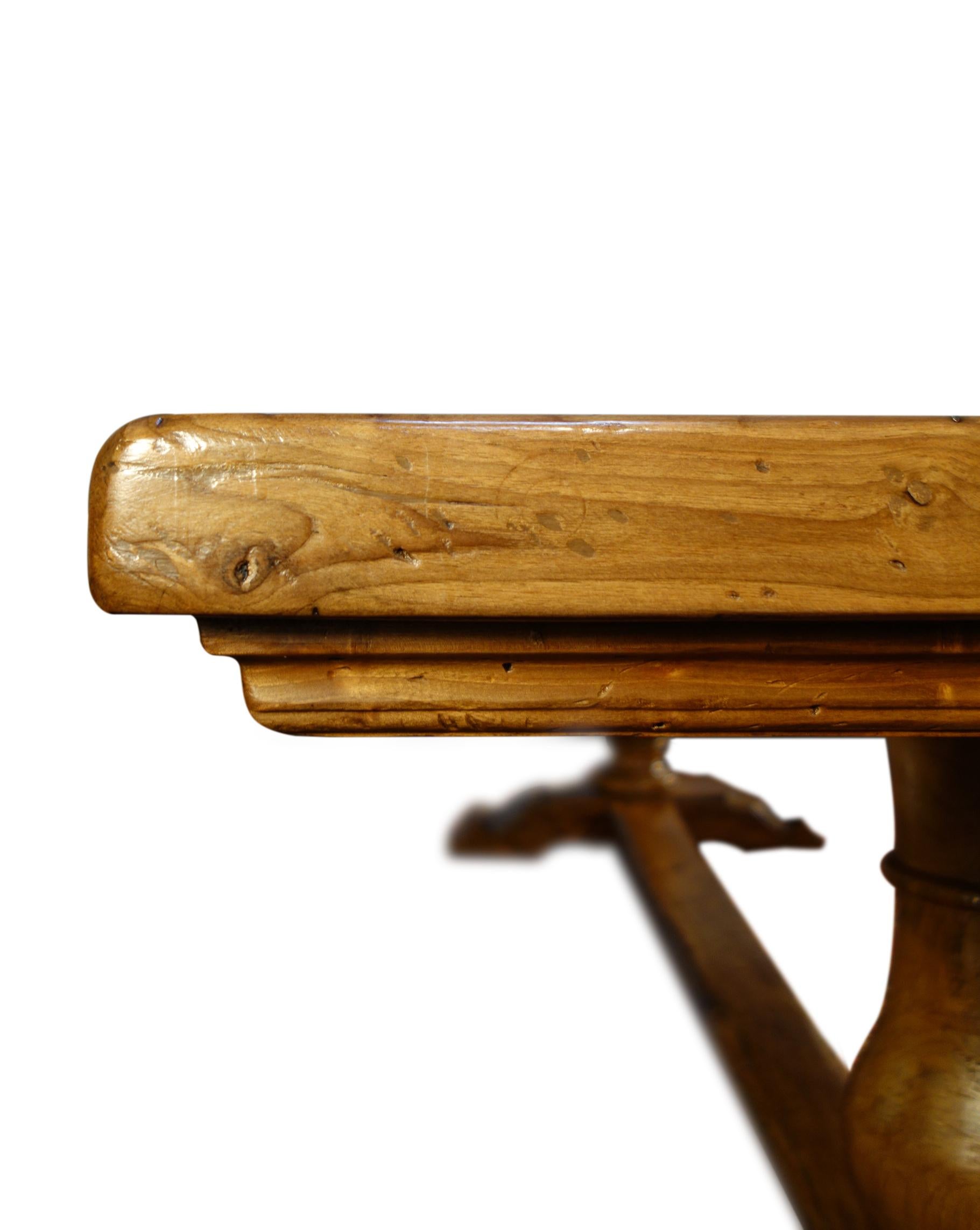18th C Style Italian BOCCI Solid Natural Walnut Trestle Table Made to Order  In New Condition For Sale In Encinitas, CA