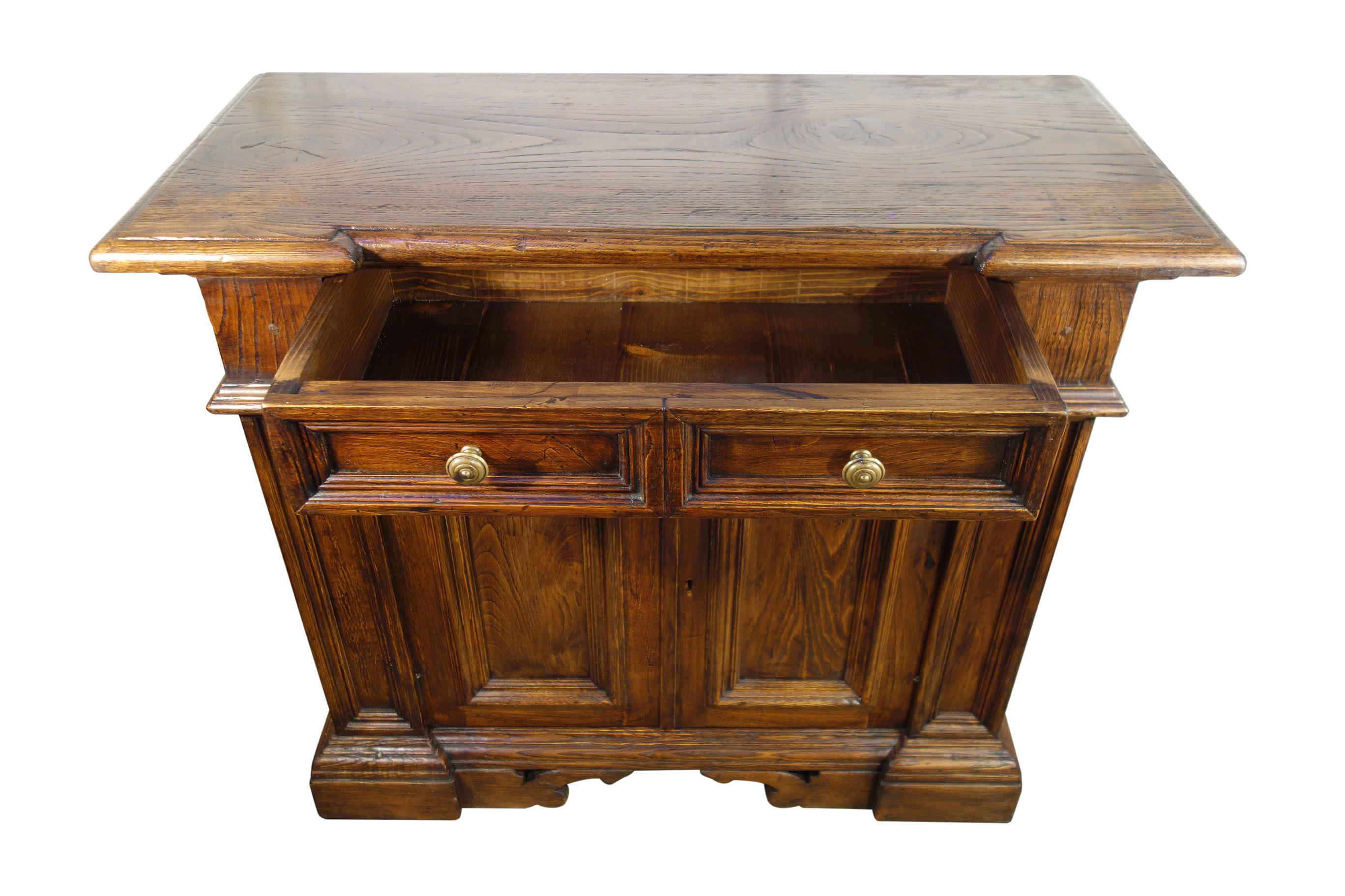 17th C Style Italian Small Commode in Rustic Old Chestnut Size & Finish Options For Sale 1