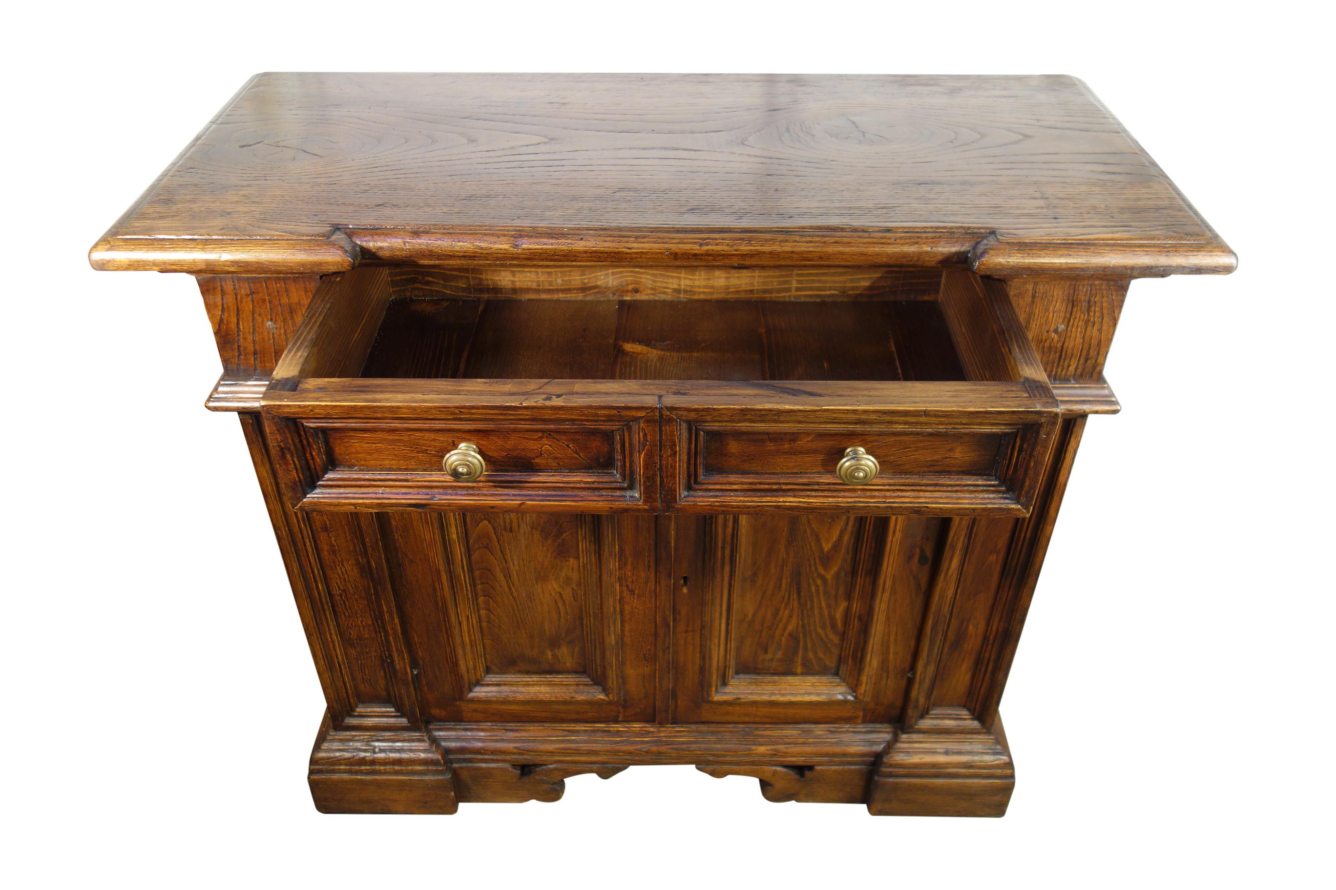 Hand-Crafted 17th C Style Italian Small Commode in Rustic Old Chestnut Size & Finish Options For Sale