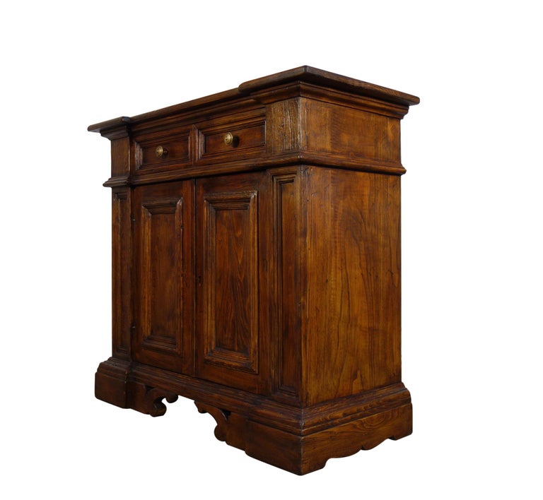 17th Century Style Italian Small Credenza In Rustic Old Chestnut