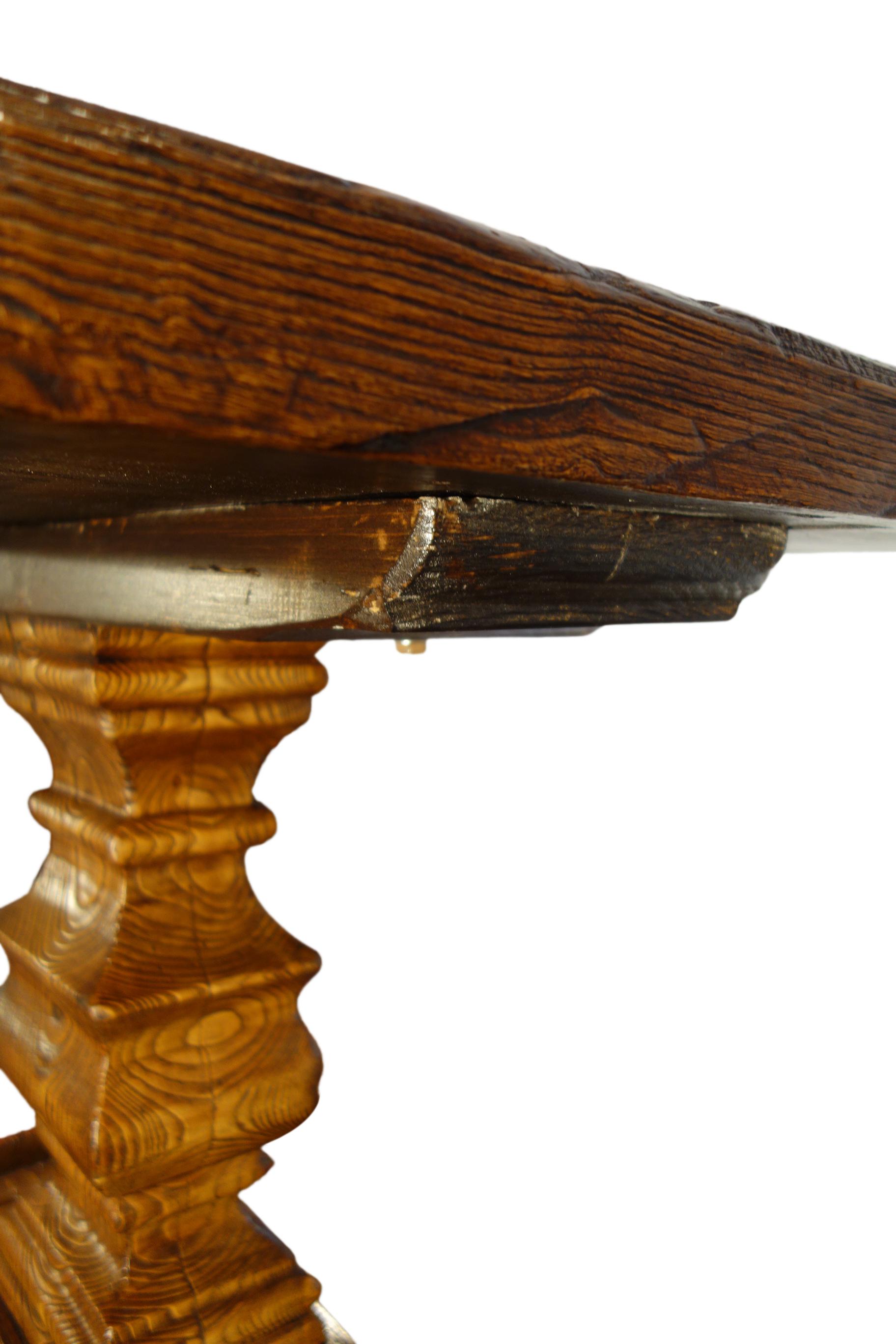 17th C Style Italian Solid Slab Chestnut Trestle Table Made to Order For Sale 6