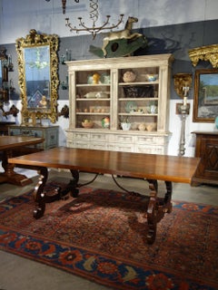 17th C Style Italian Walnut 84" Table extends to 126" with end extension pair