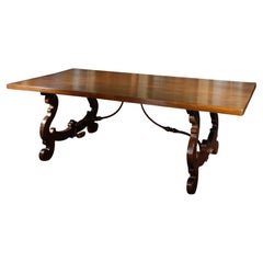 17th C Style Italian Walnut 84" Table extends to 126" with end extension pair