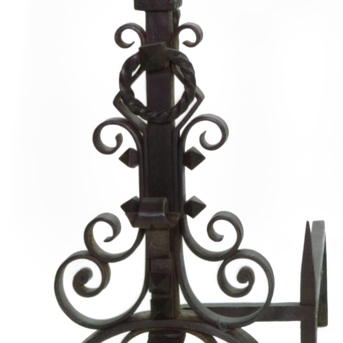 Gothic Pair of English Andirons