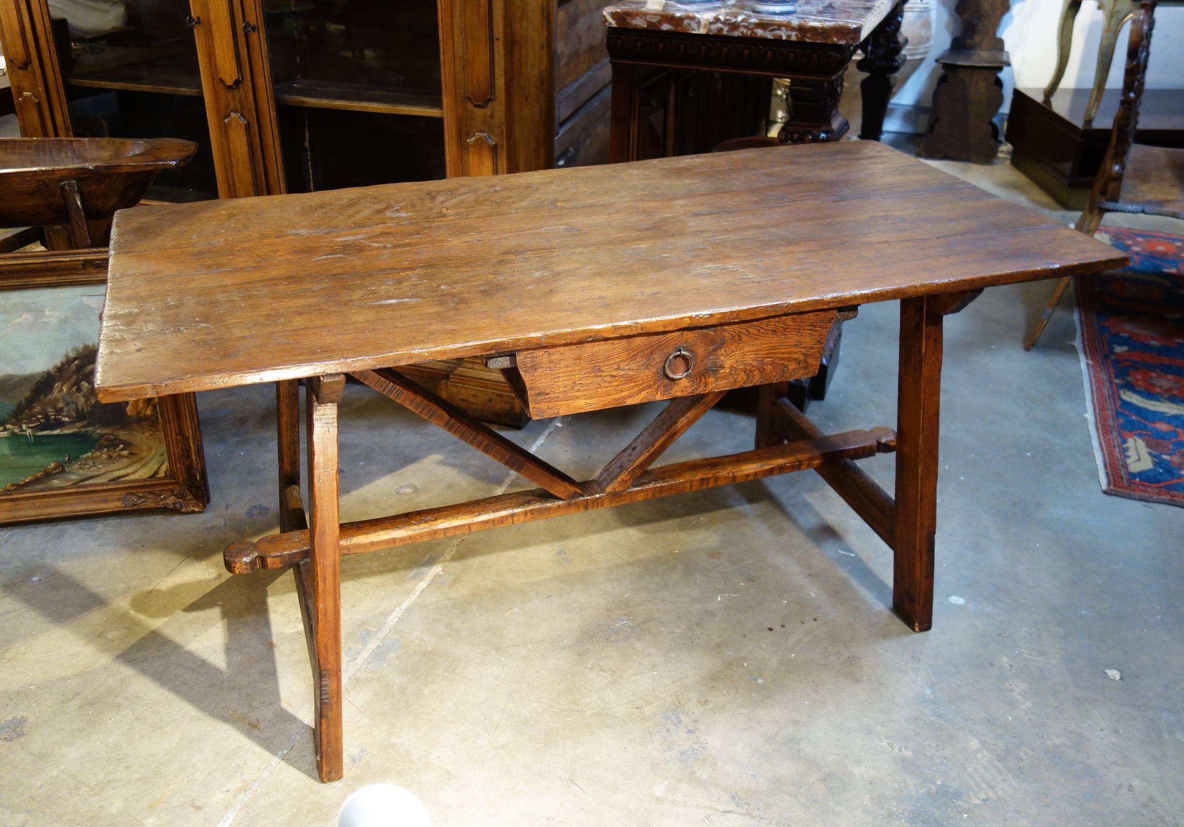 17th C Style Italian Rustic Primitive Handcrafted Farmhouse Table with options For Sale 8