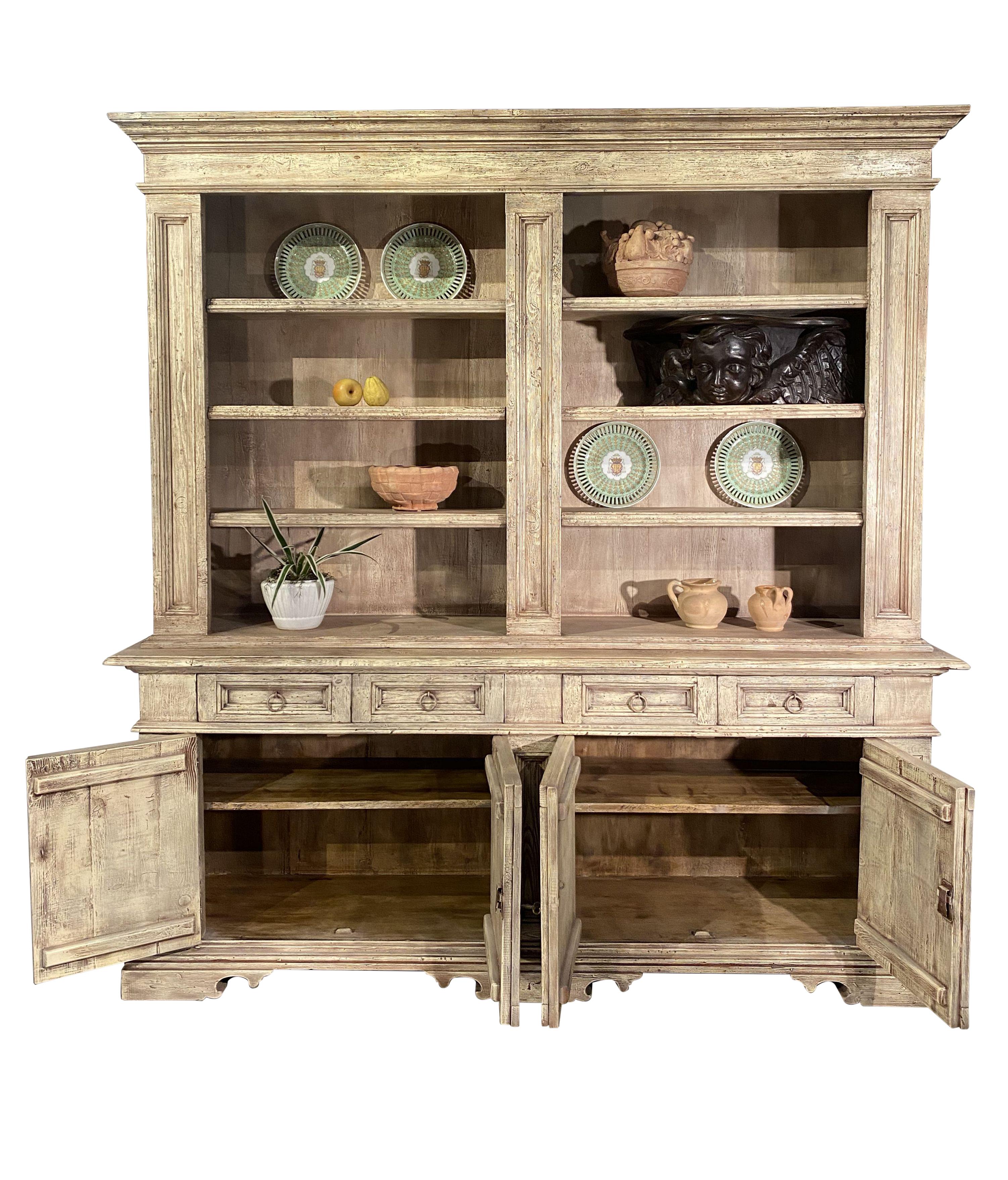 Hand-Crafted 17th C Style Tuscan Italian Fir Library Credenza In-Stock or custom quote For Sale