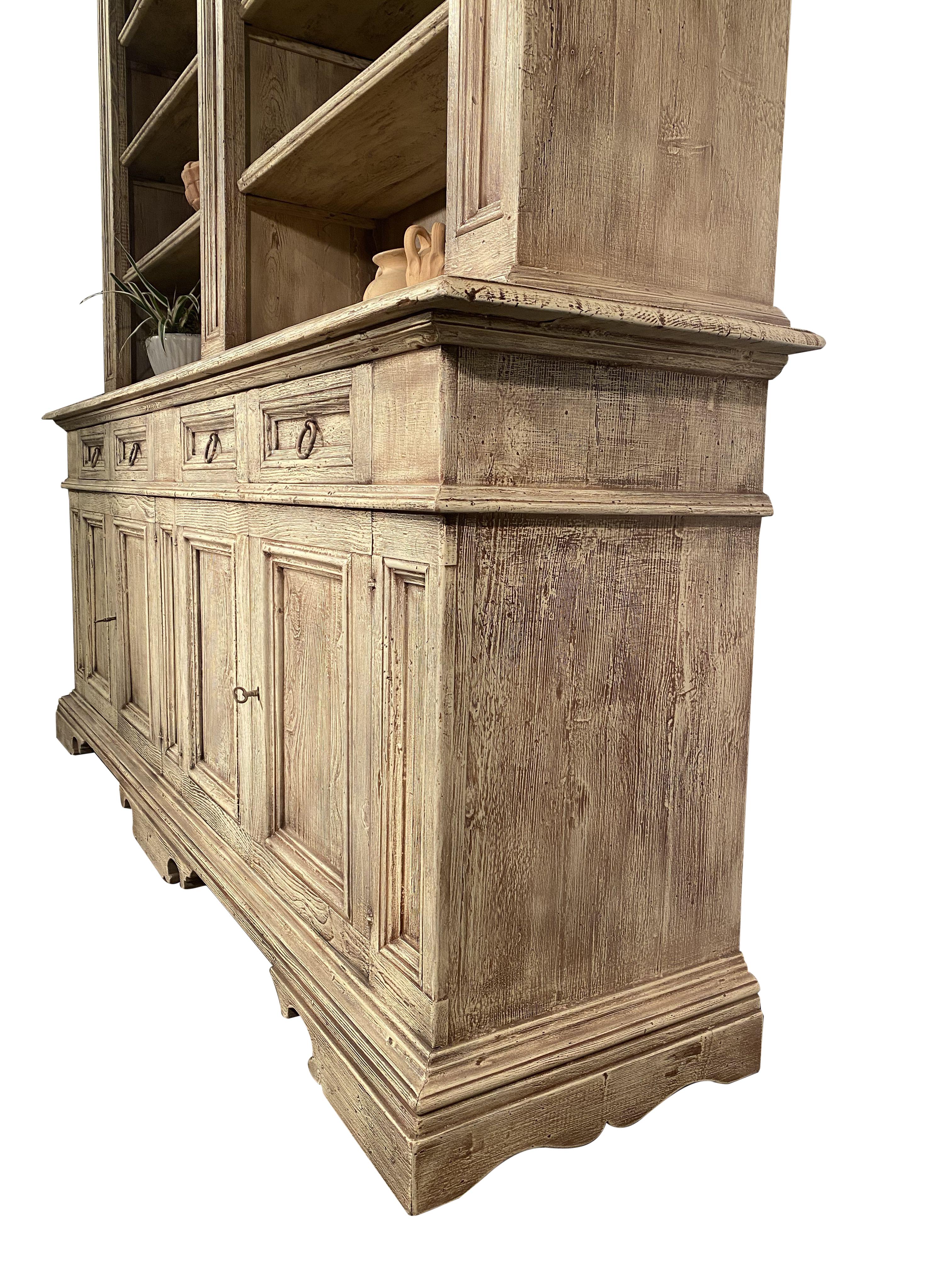 17th C Style Tuscan Italian Fir Library Credenza In-Stock or custom quote In New Condition For Sale In Encinitas, CA