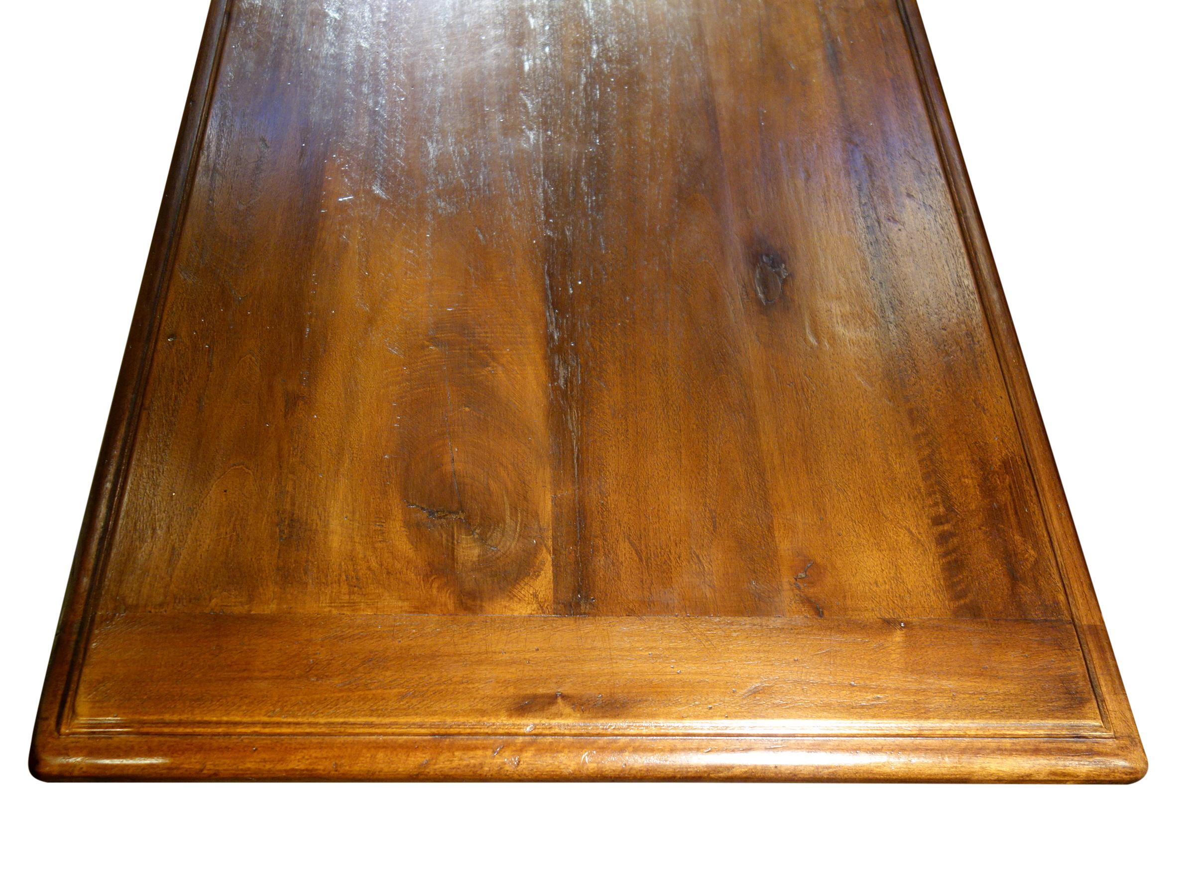 Iron 17th C Style Solid Italian Walnut Refectory Writing Dentil Edge Table options For Sale