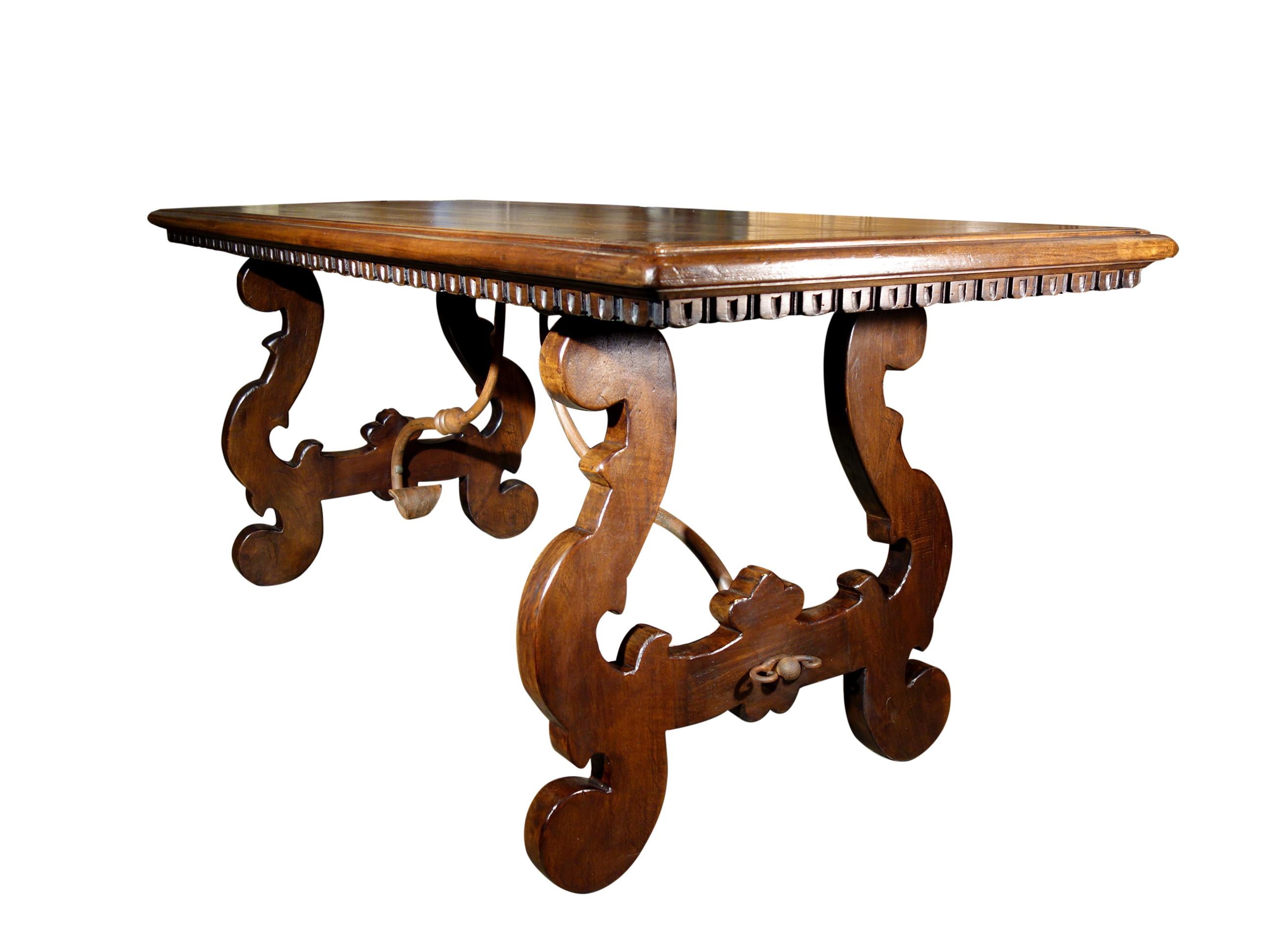 17th C Style Solid Italian Walnut Refectory Writing Dentil Edge Table options For Sale 2