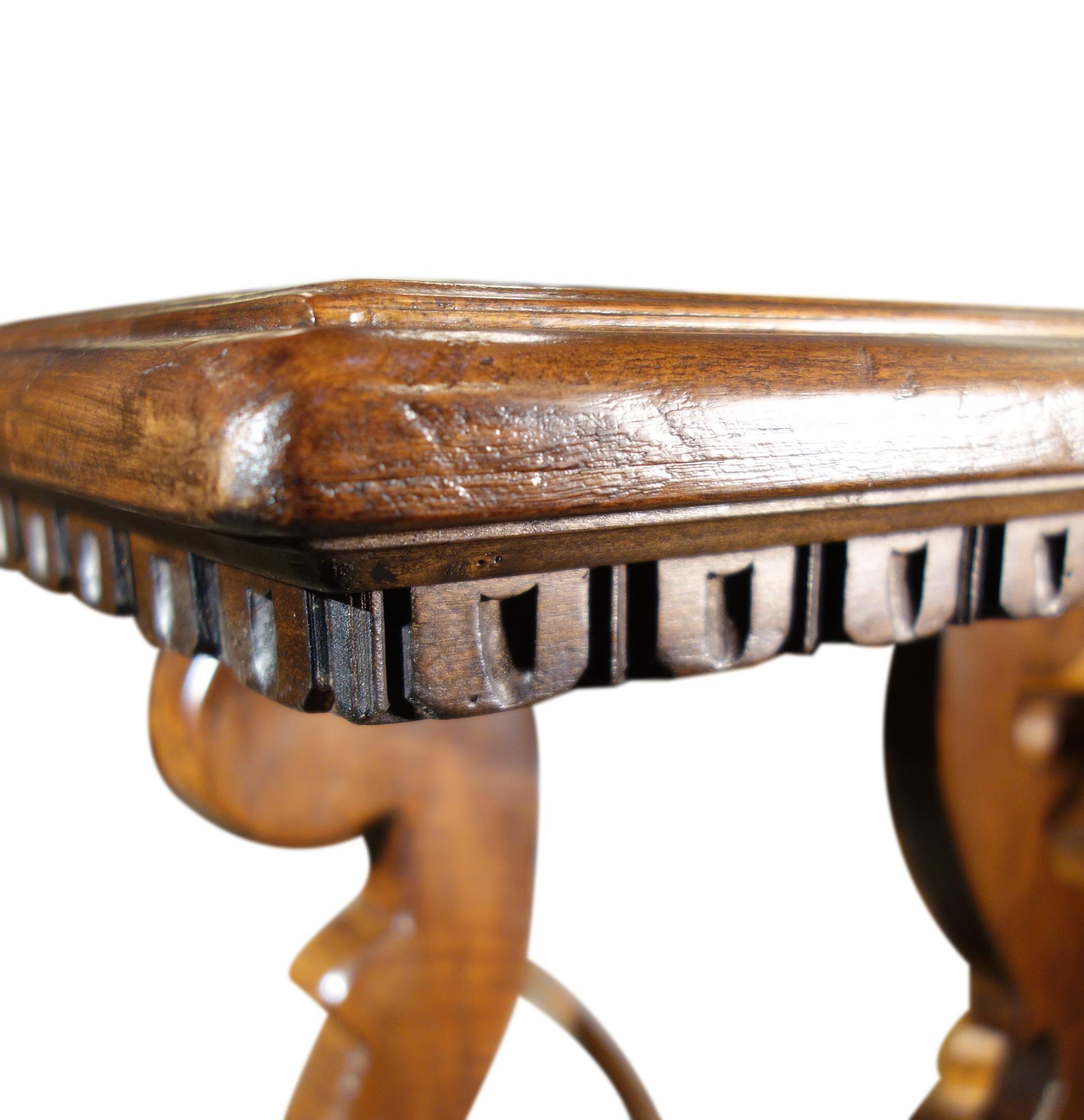 17th C Style Solid Italian Walnut Refectory Writing Dentil Edge Table options For Sale 5