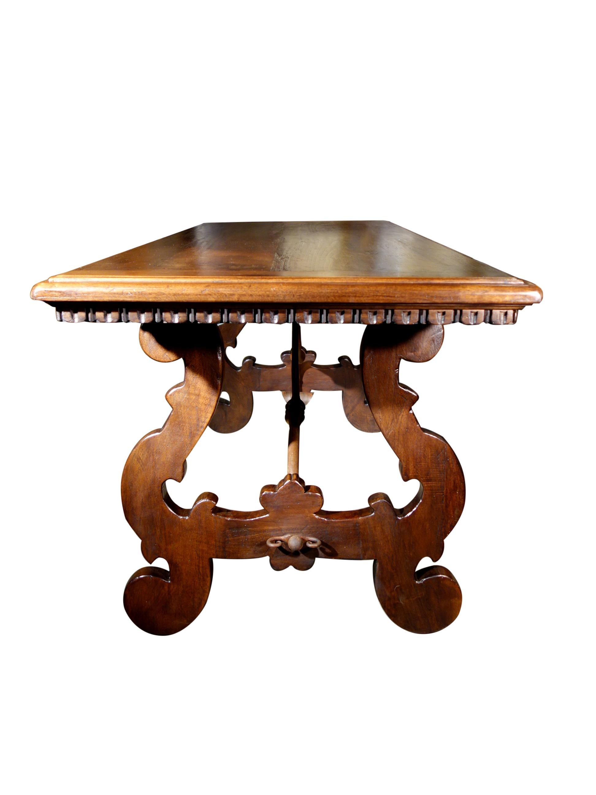 17th C Style Solid Italian Walnut Refectory Writing Dentil Edge Table options For Sale 6