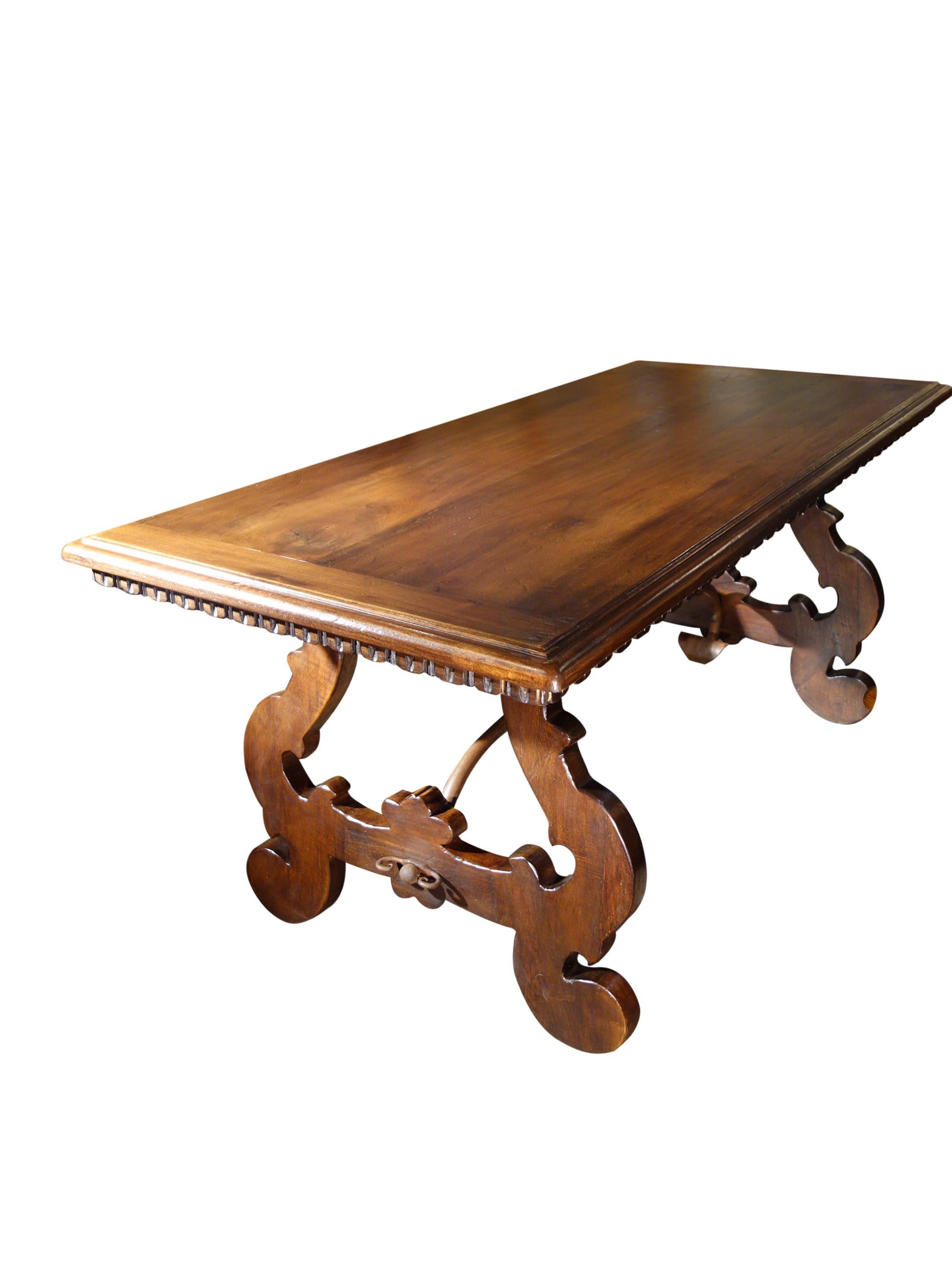 17th C Style Solid Italian Walnut Refectory Writing Dentil Edge Table options For Sale 7