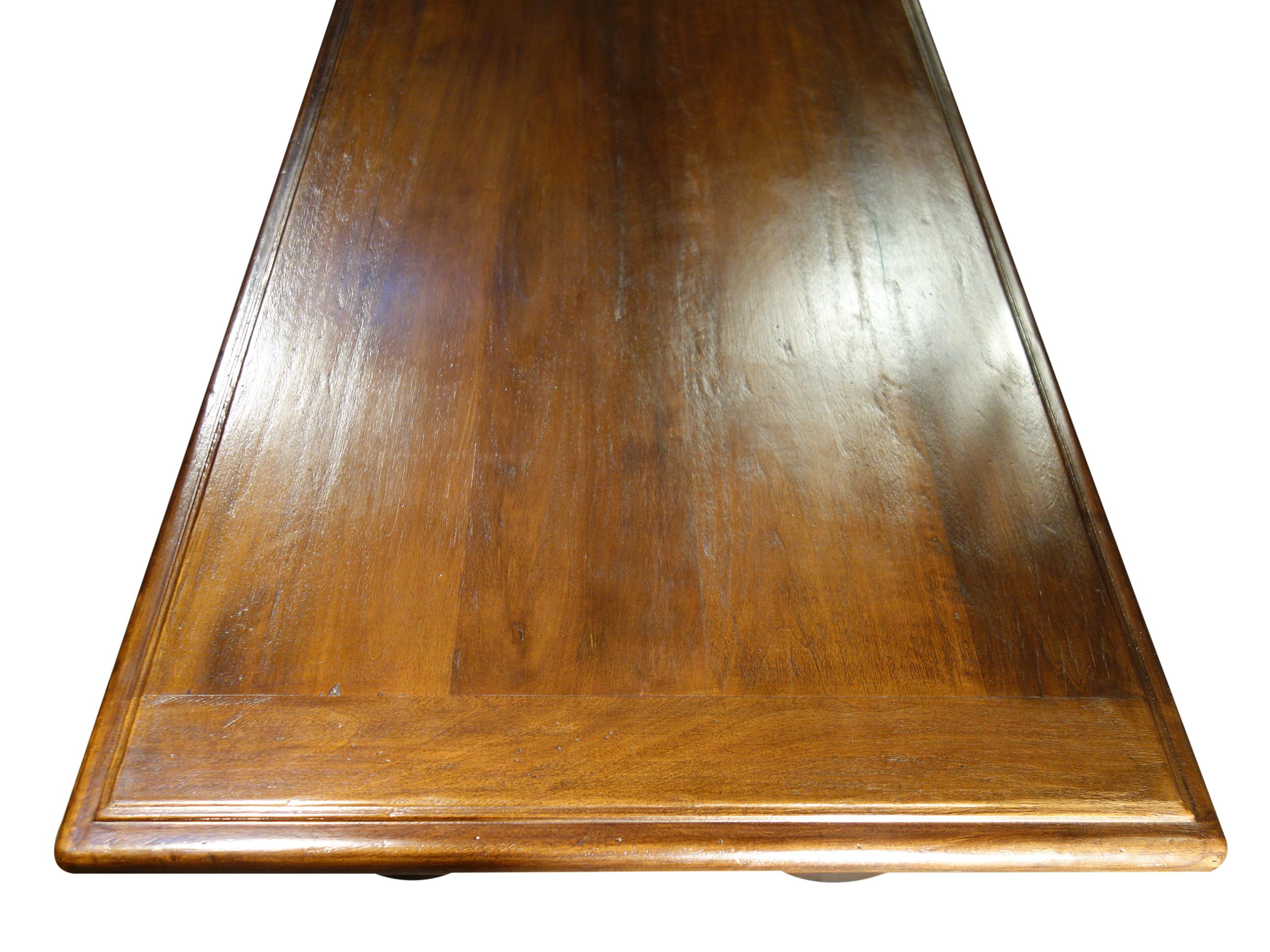 Forged 17th C Style Solid Italian Walnut Refectory Writing Dentil Edge Table options For Sale