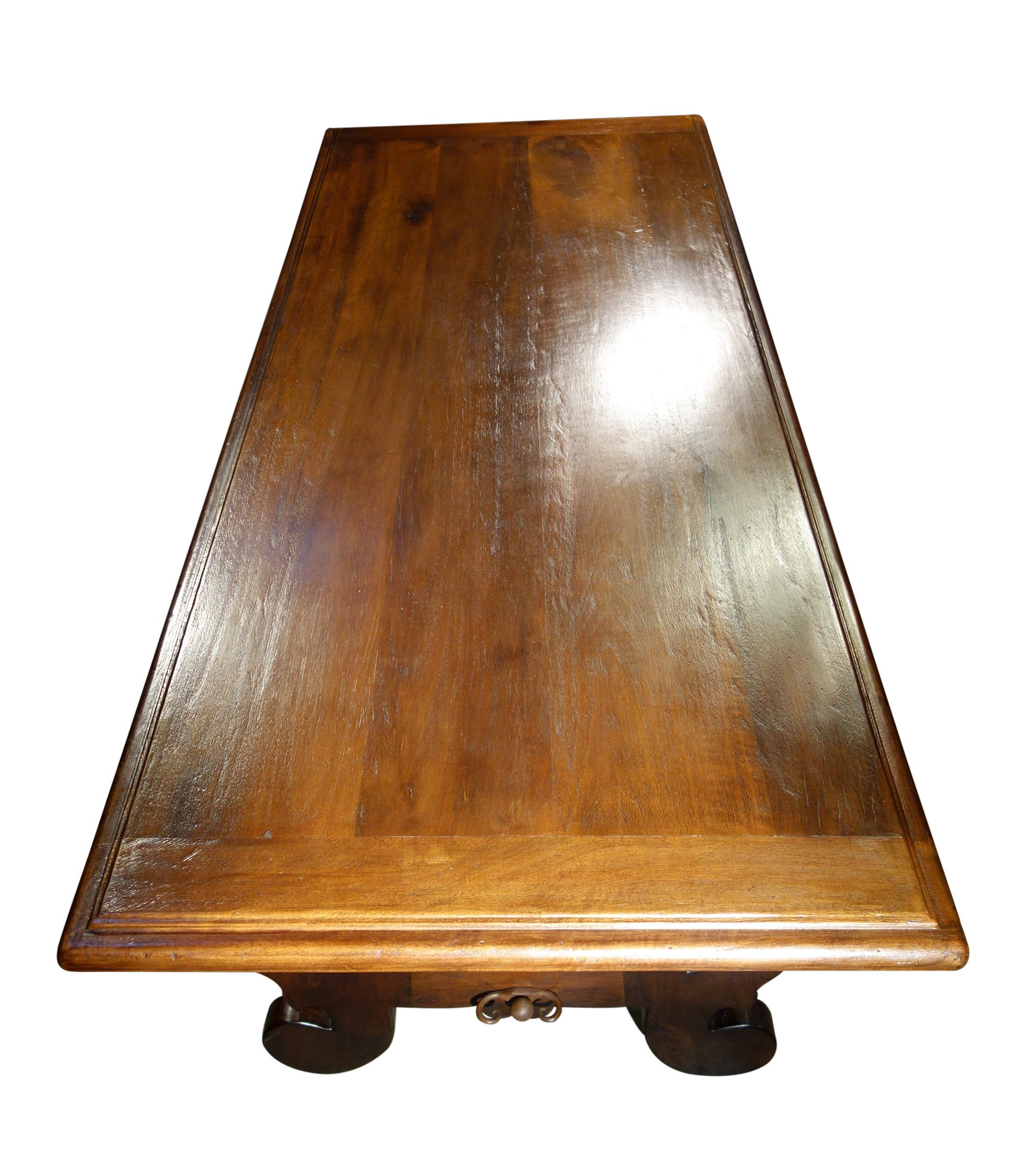 17th C Style Solid Italian Walnut Refectory Writing Dentil Edge Table options In New Condition For Sale In Encinitas, CA