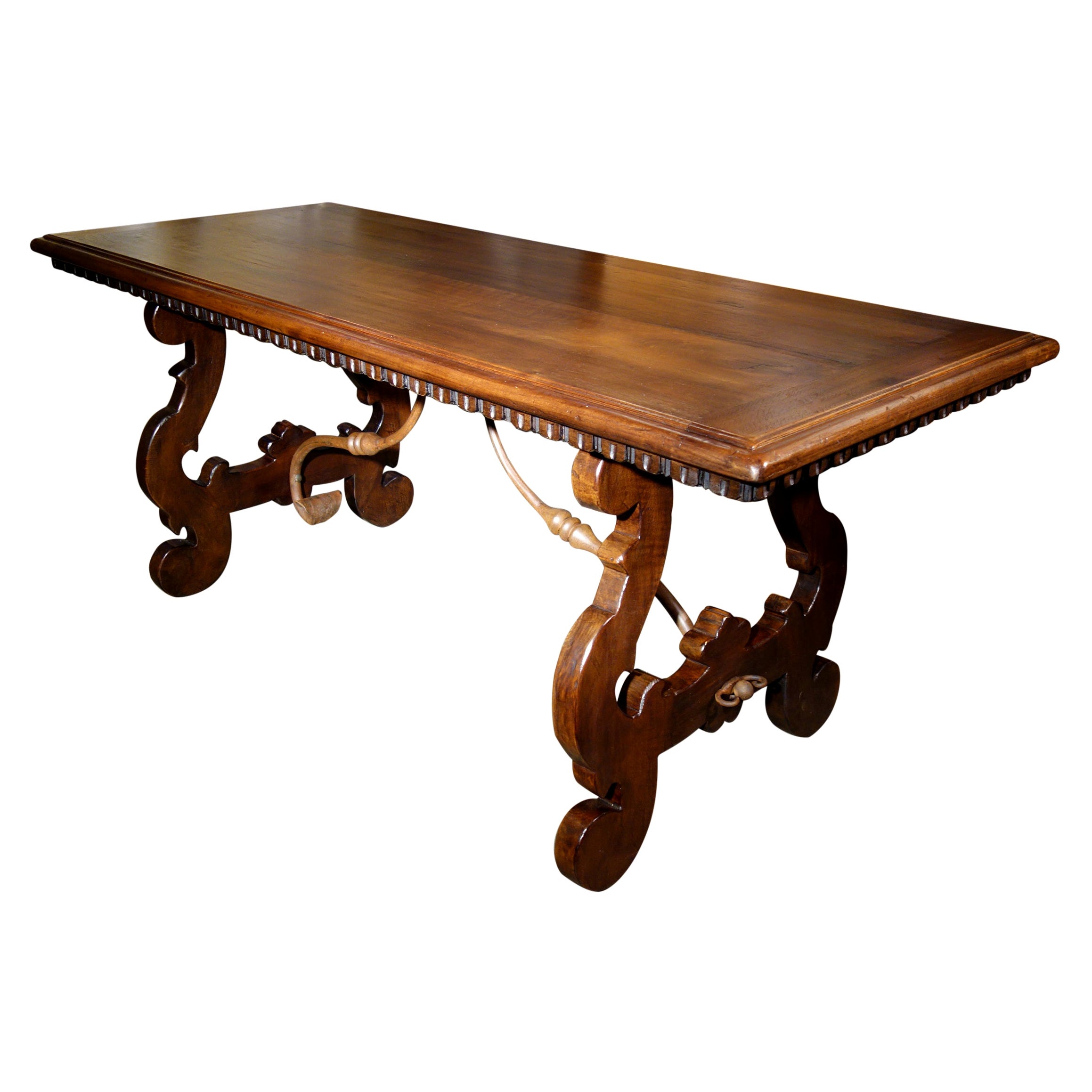 17th C Style Solid Italian Walnut Refectory Writing Dentil Edge Table options