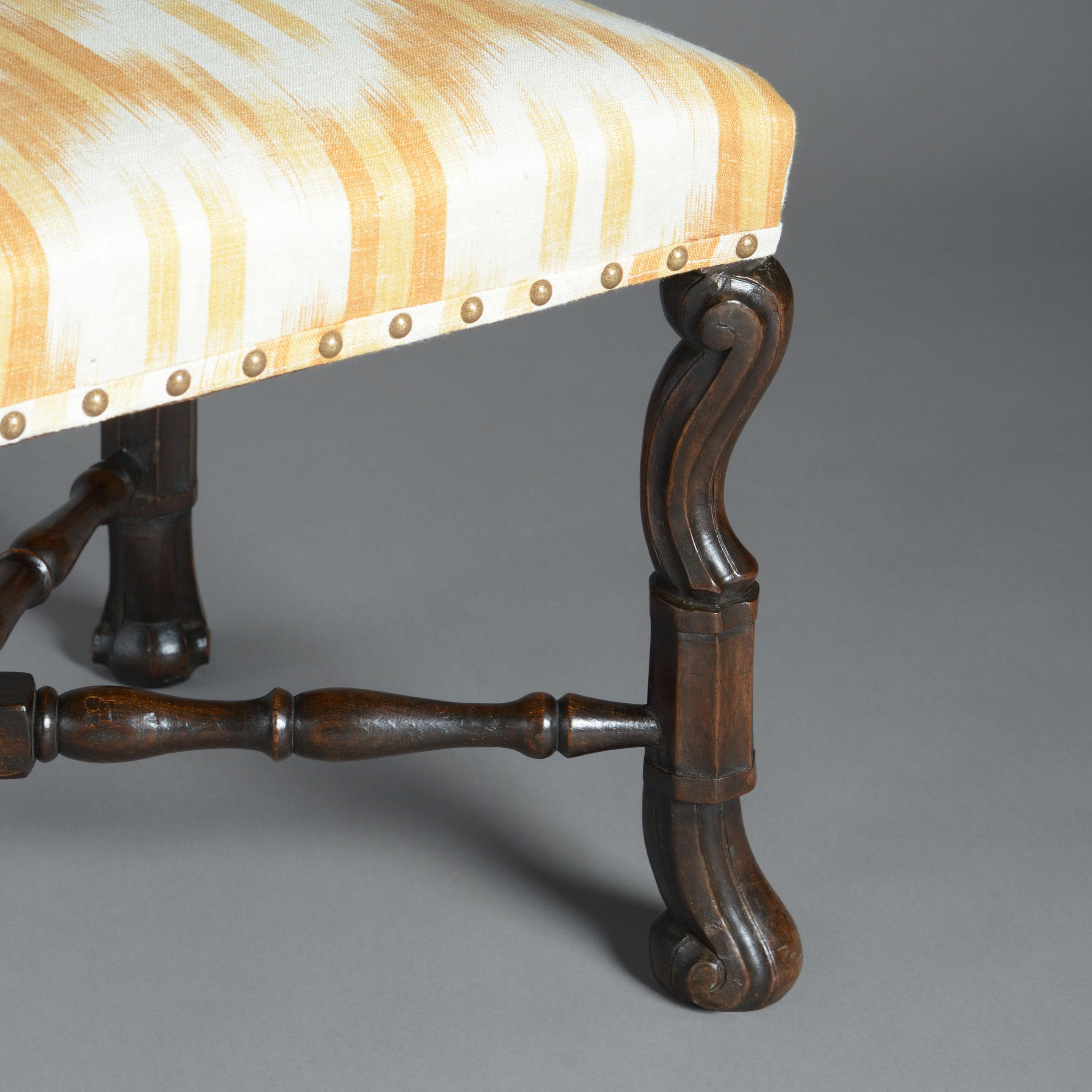 English 17th Century Style Walnut Stool in the Charles II Manner