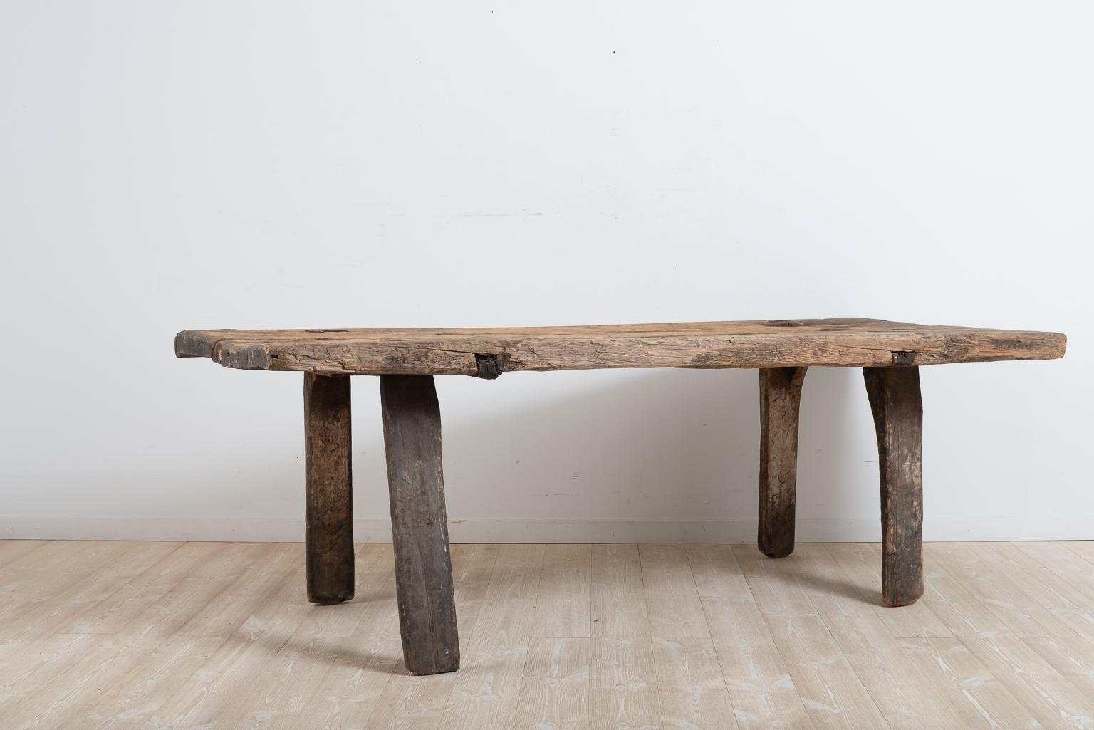 Hand-Crafted 17th Century Swedish Folk Art Table 'Hednabord'