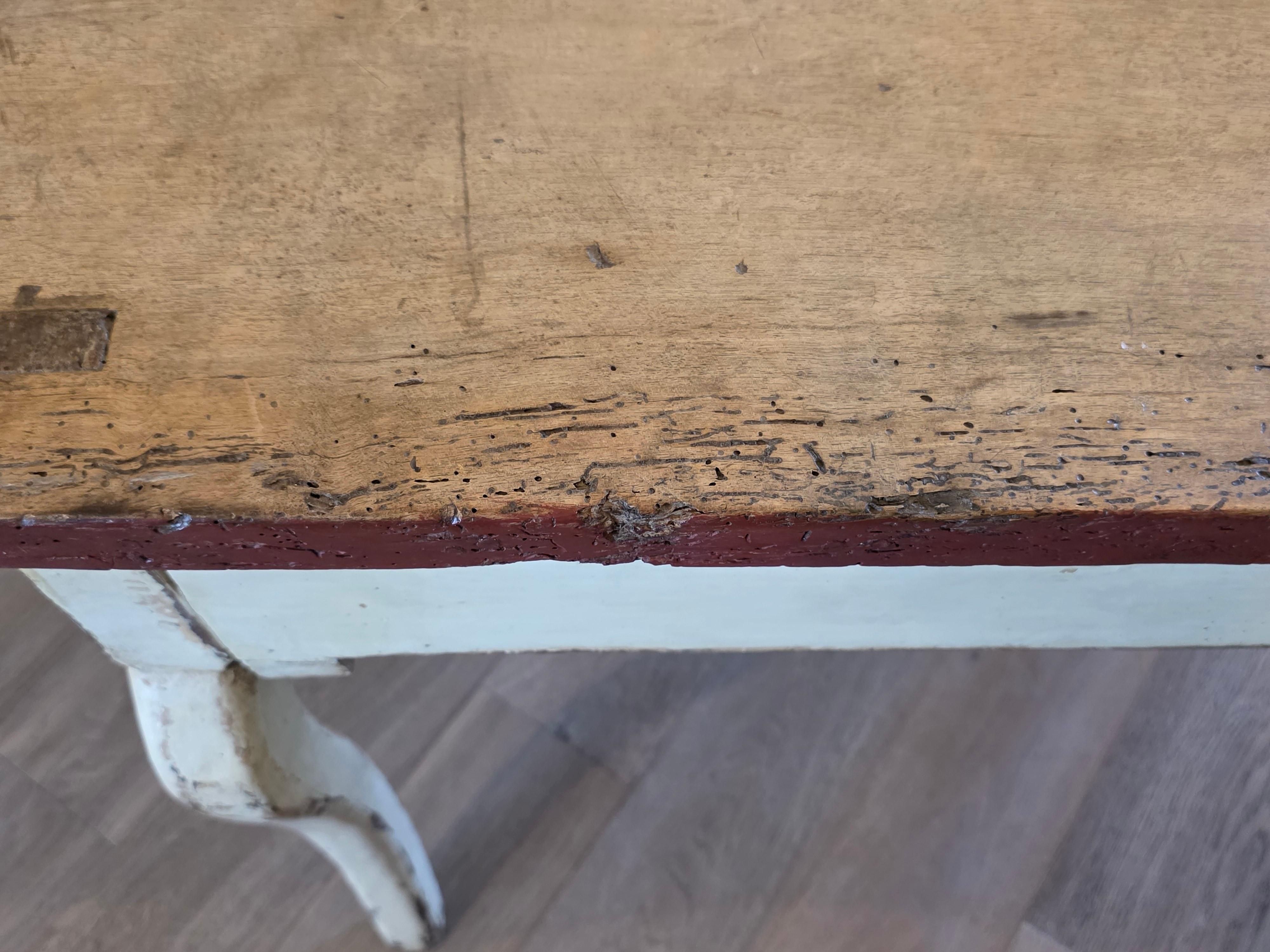 17th Century Swedish Paint Decorated Pine Single Drawer Table For Sale 8