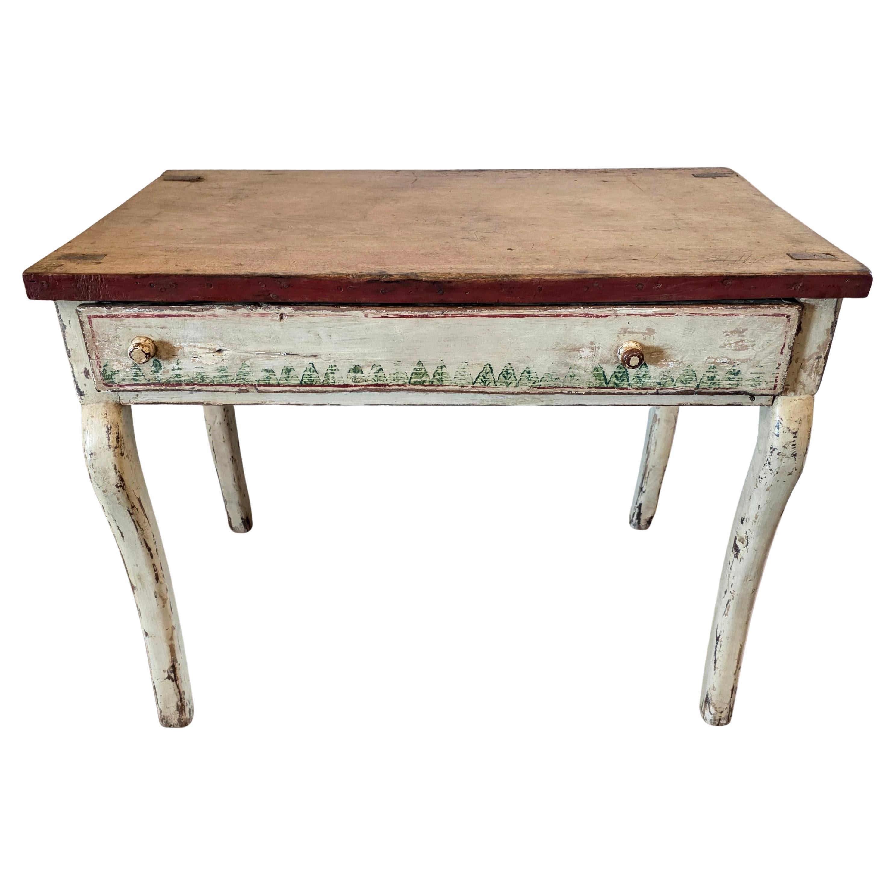 A scarce authentic antique Swedish paint decorated side table from the late 17th century.

A rare and important early example, this Northern European table most likely originated in the Scandes region (Scandinavian Mountain Range or Skandinaviska