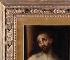 Tableau du 17e siècle de l'école italienne "Le Christ à la colonne".