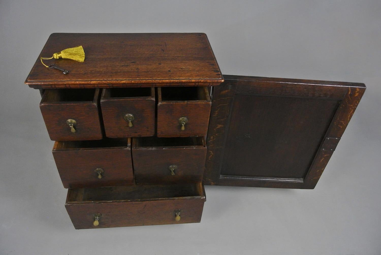 18th Century and Earlier 17th Century Table Top Oak Spice Cabinet c. 1670