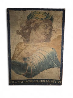 17th Century Tapestry Fragment Depicting the Bust of an Emperor — Signed Francho