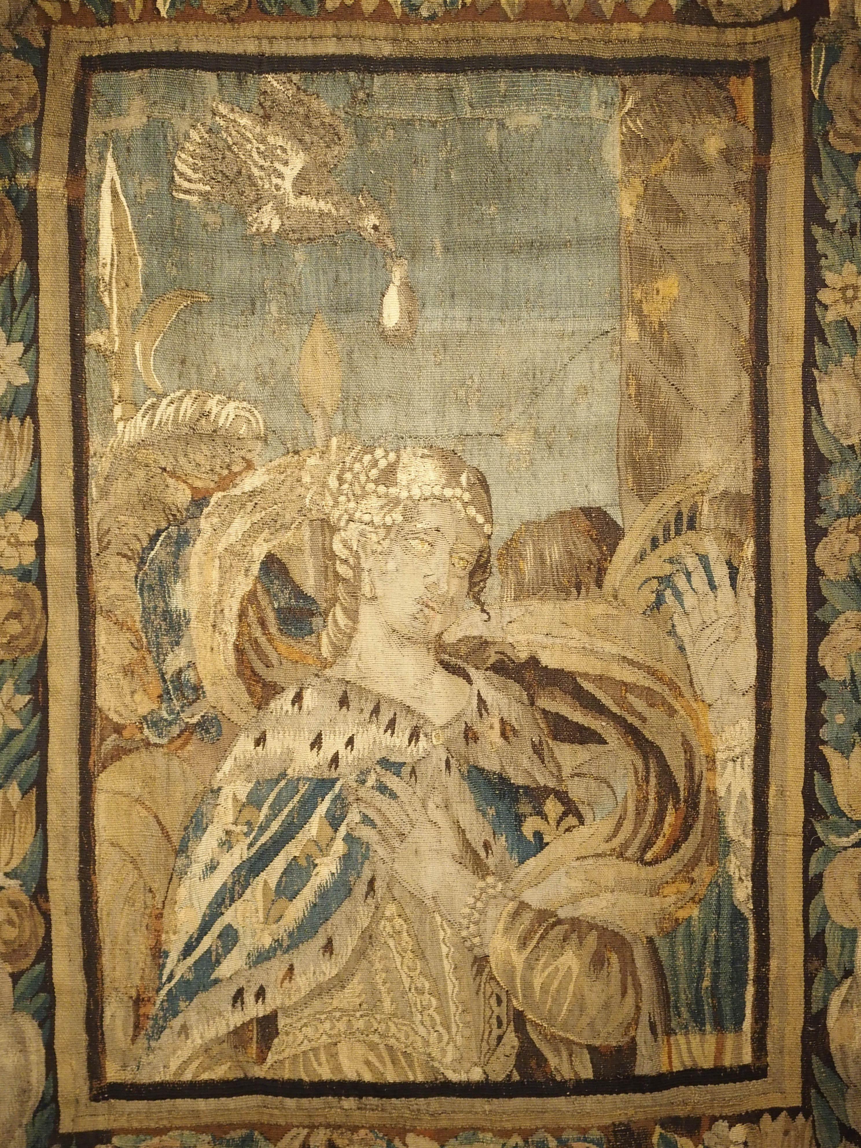 French 17th Century Tapestry Fragment with Ornate Border
