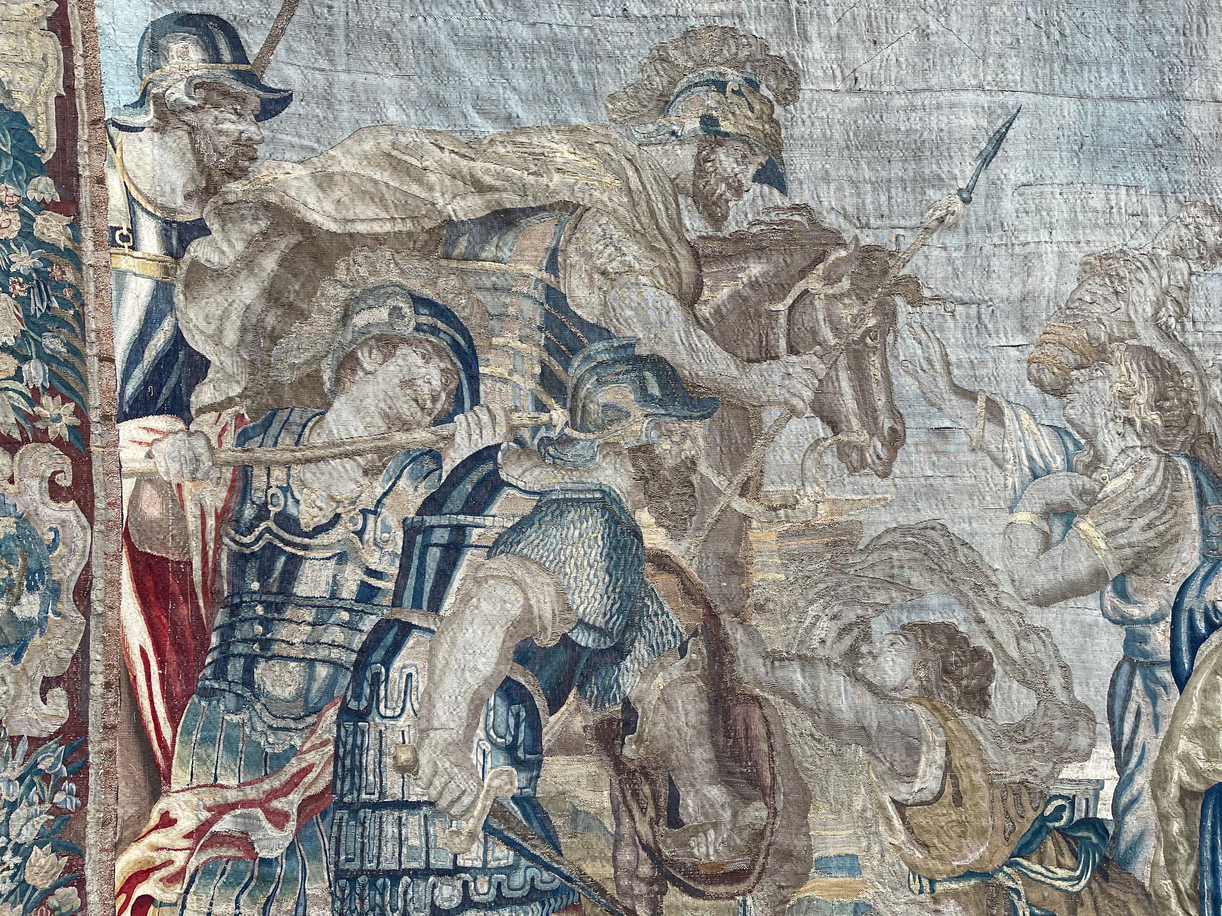 17th Century Tapestry/Gobelein Alexander The Great And Darius III Persian King For Sale 5