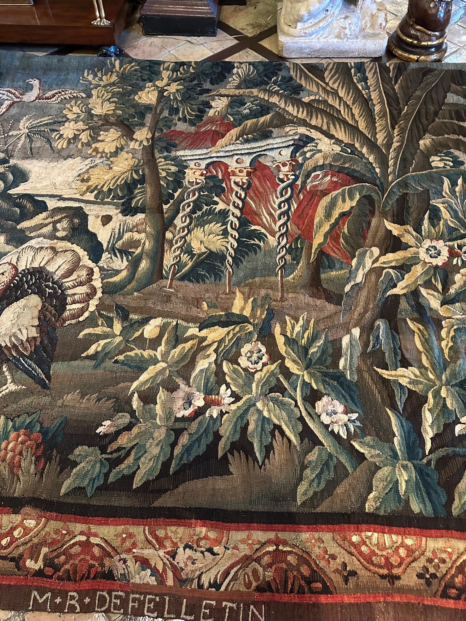 17th Century Tapestry of The Americas Manufactured Royale De Felletin Antiques For Sale 9