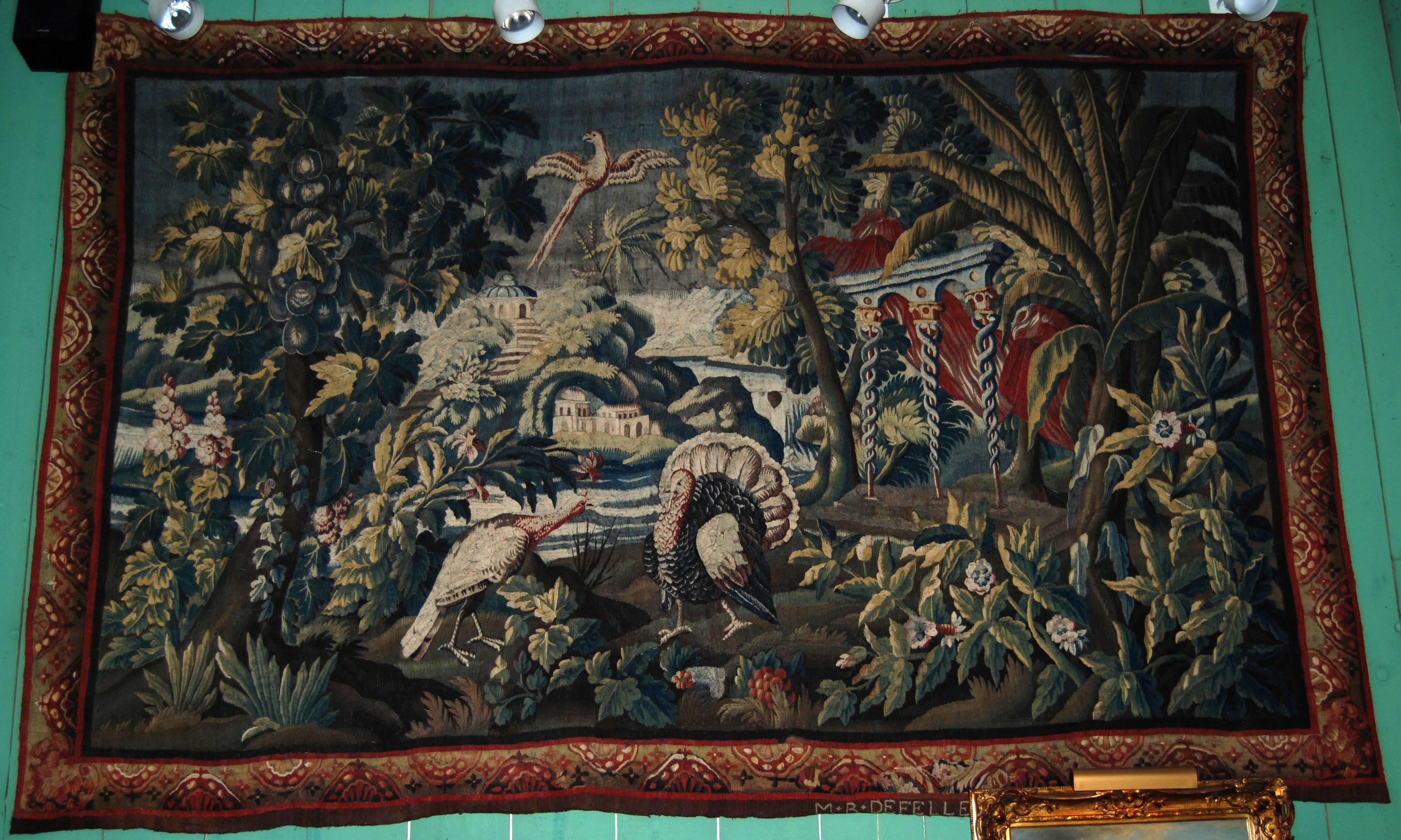 Wandteppich aus dem 17. Jahrhundert, The Americas Manufactured Royale De Felletin Antiques im Zustand „Gut“ im Angebot in West Hollywood, CA