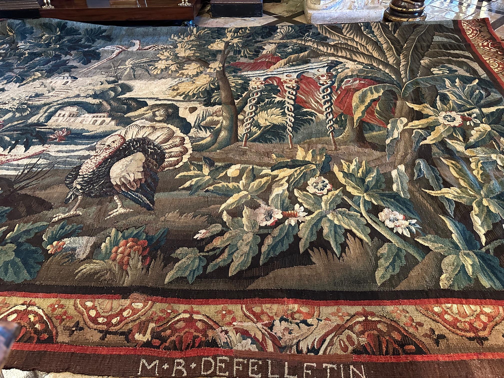 Wool 17th Century Tapestry of The Americas Manufactured Royale De Felletin Antiques For Sale