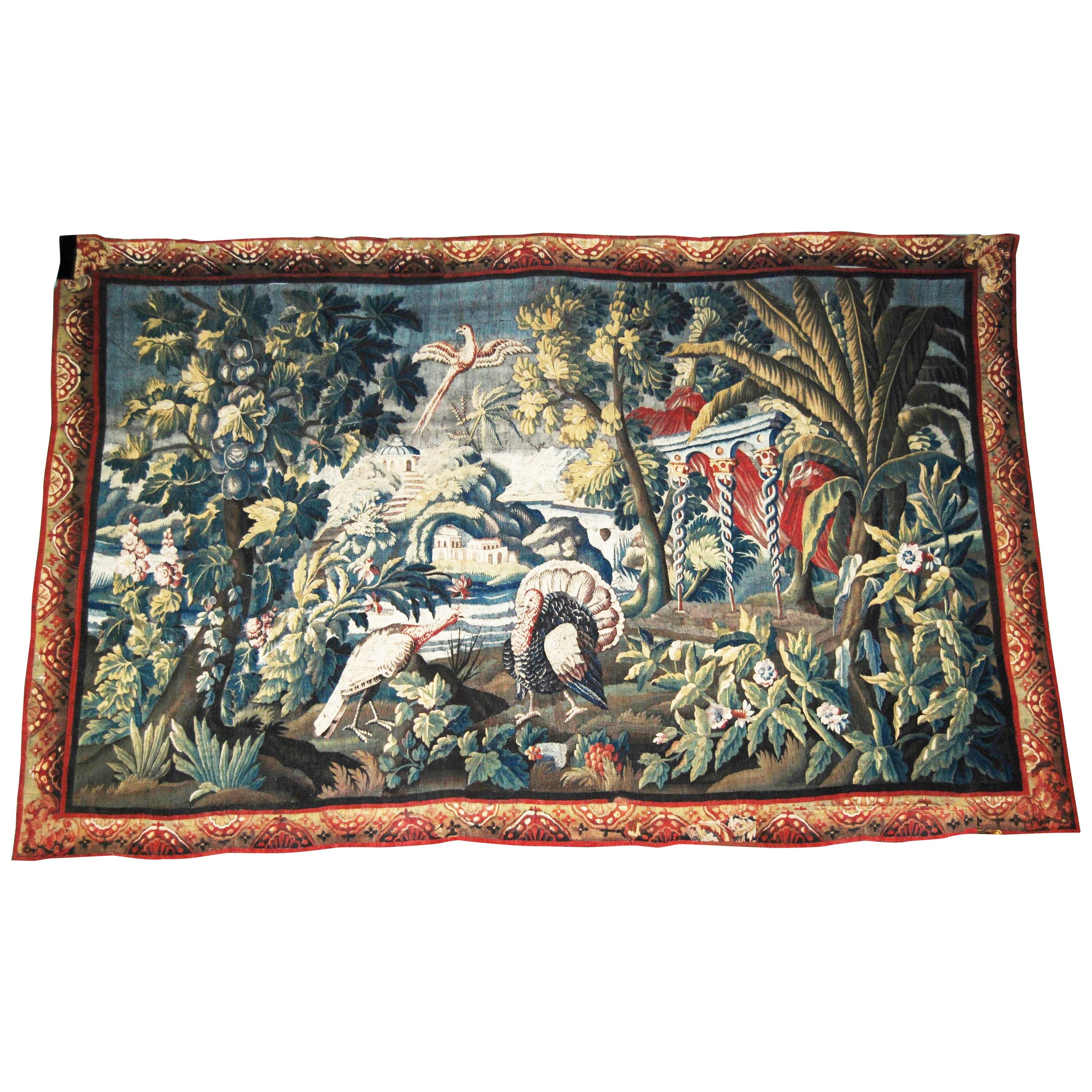 Wandteppich aus dem 17. Jahrhundert, The Americas Manufactured Royale De Felletin Antiques im Angebot