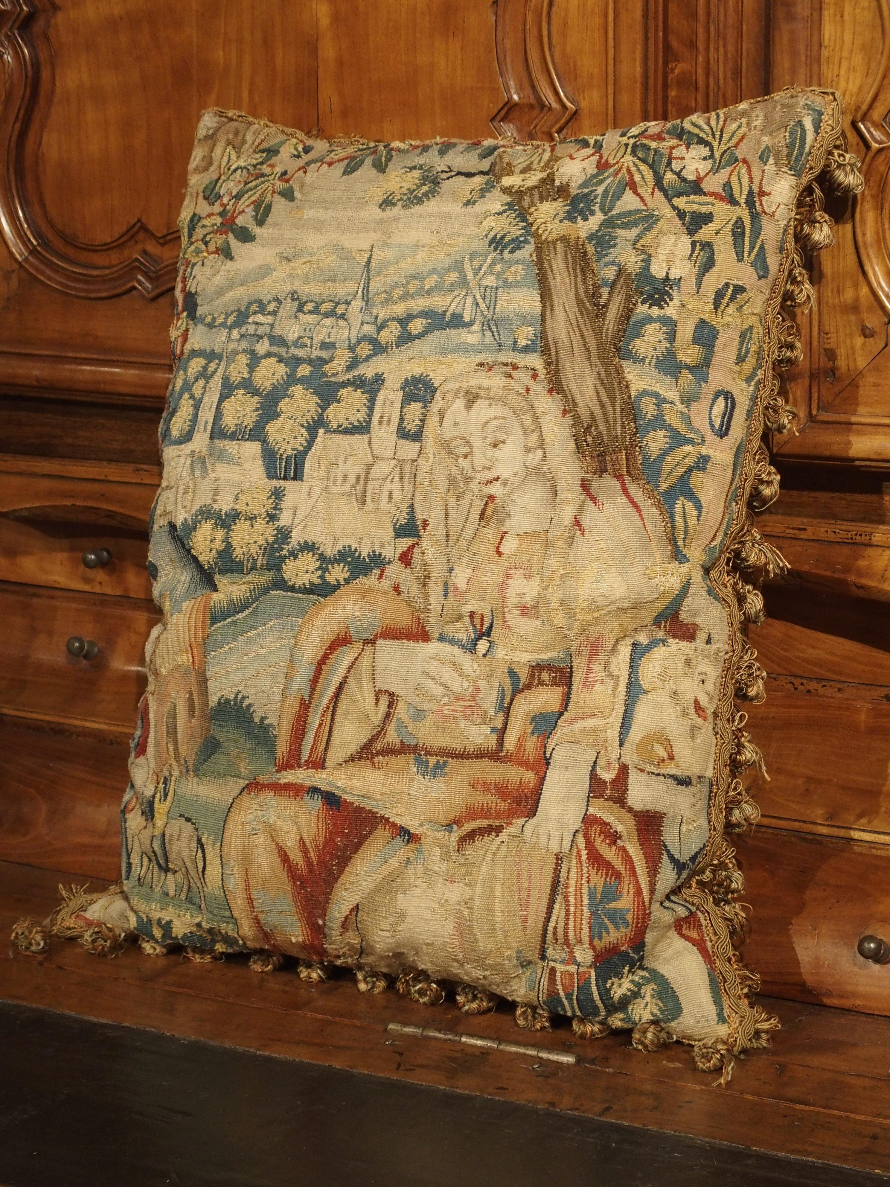 17th Century Tapestry Pillow from France 7