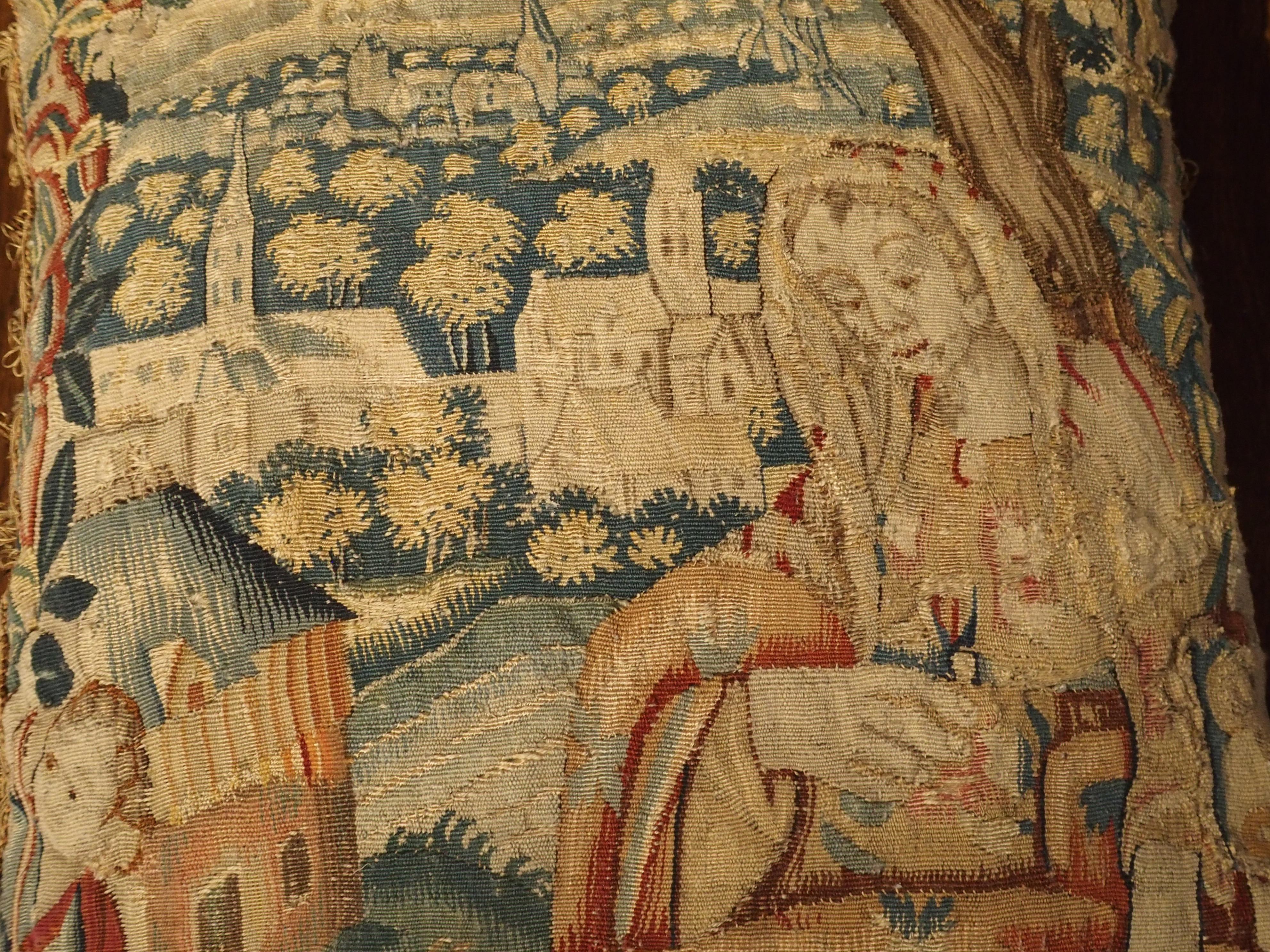 Hand-Woven 17th Century Tapestry Pillow from France