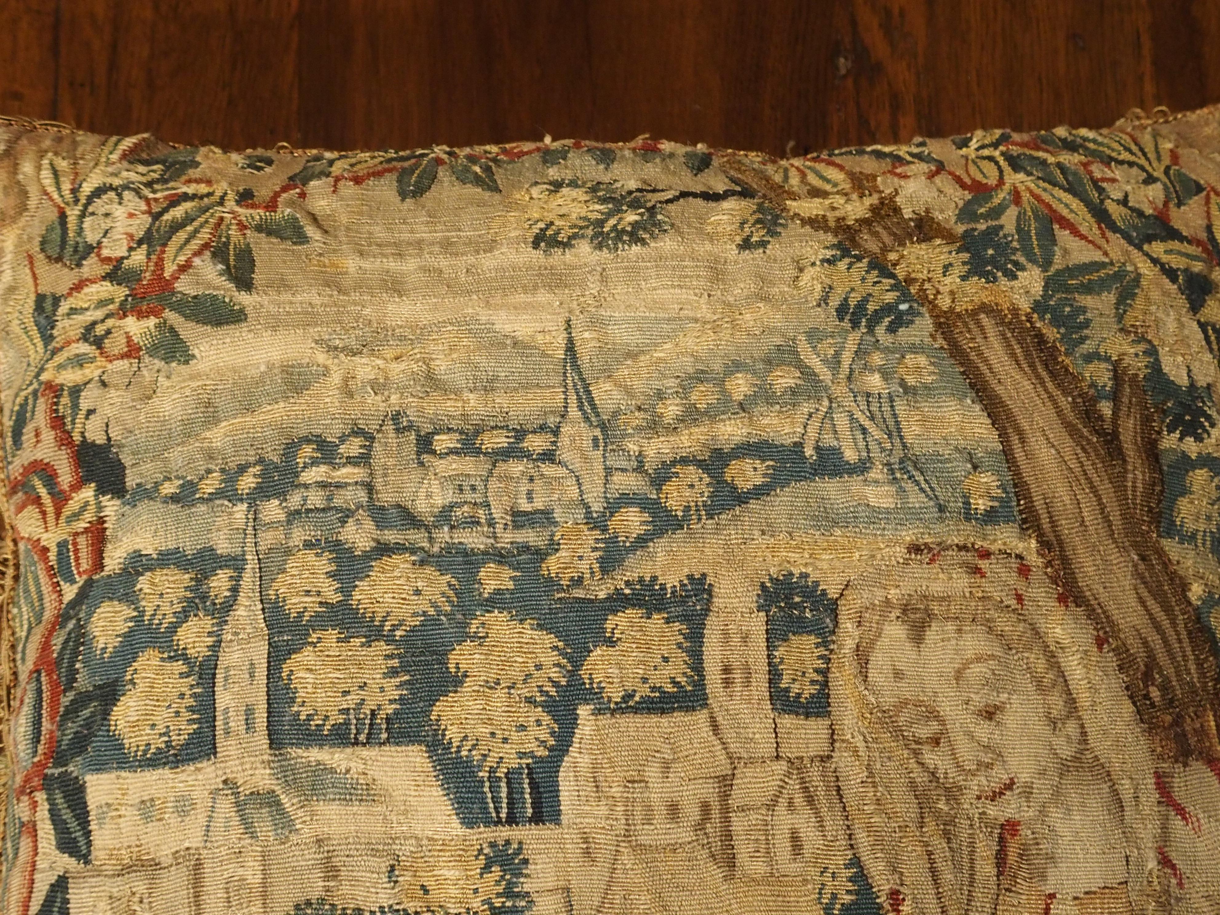 17th Century Tapestry Pillow from France In Good Condition In Dallas, TX