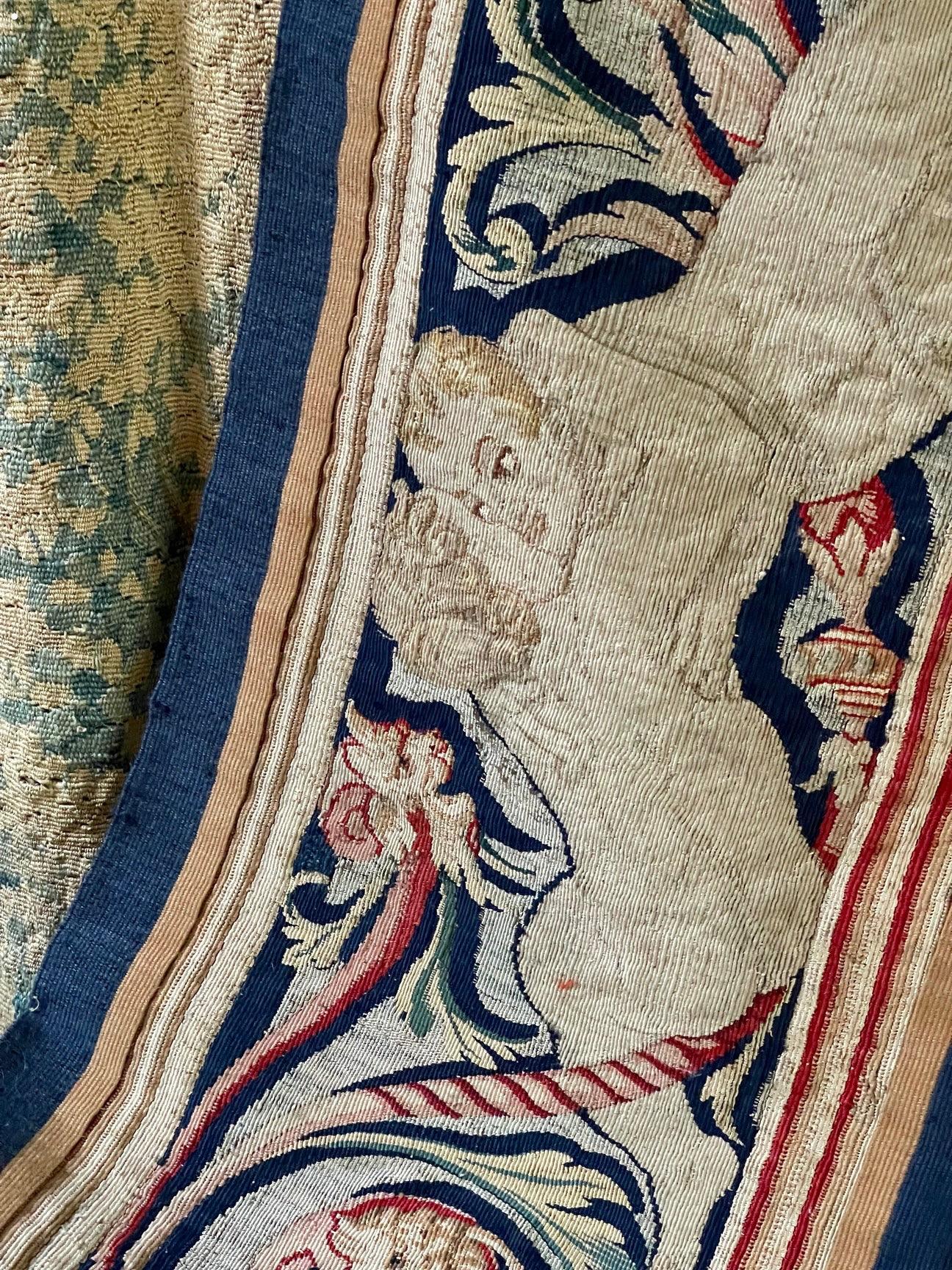 Hand-Woven 17th Century Tapestry  Valance Flemish
