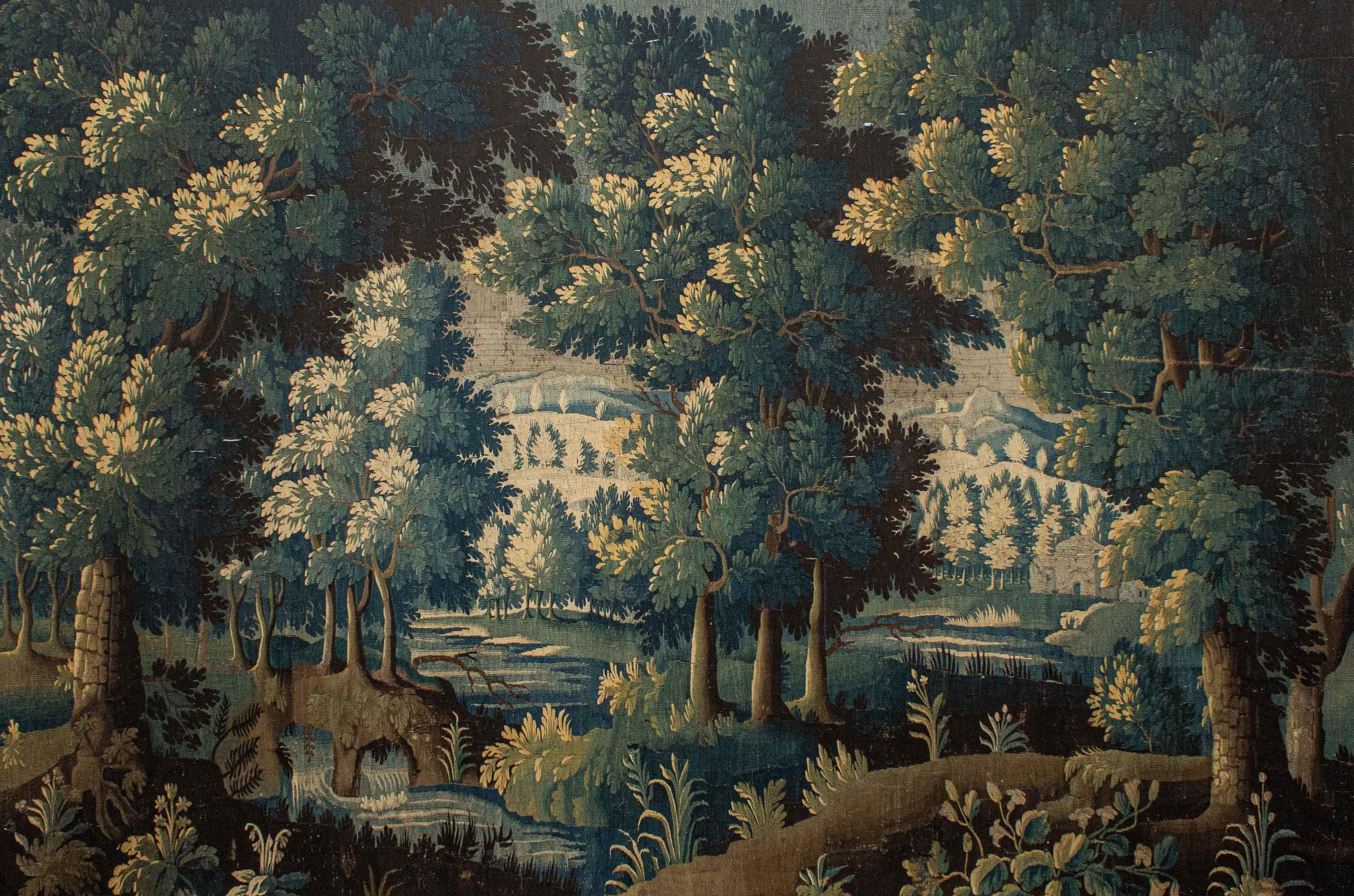 17th Century Tapestry with Landscape Aubusson Manufacture 2