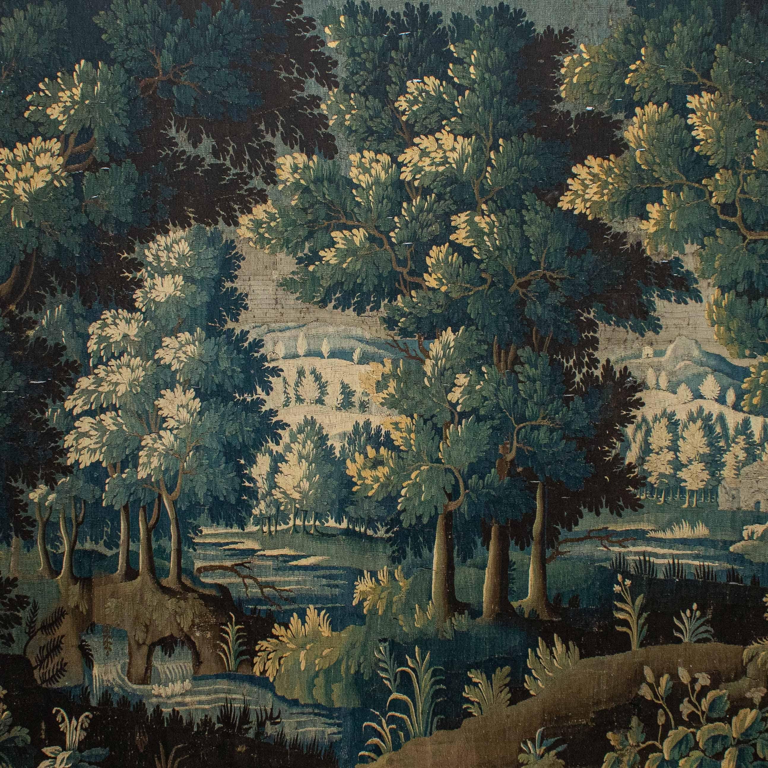 Aubusson, 17th century

Tapestry with landscape

Silk, 410 x 280 cm

The first documents relating to the origin of weaving date back to the year 2000 BC. approximately and are represented by wall paintings of Egyptian tombs depicting the
