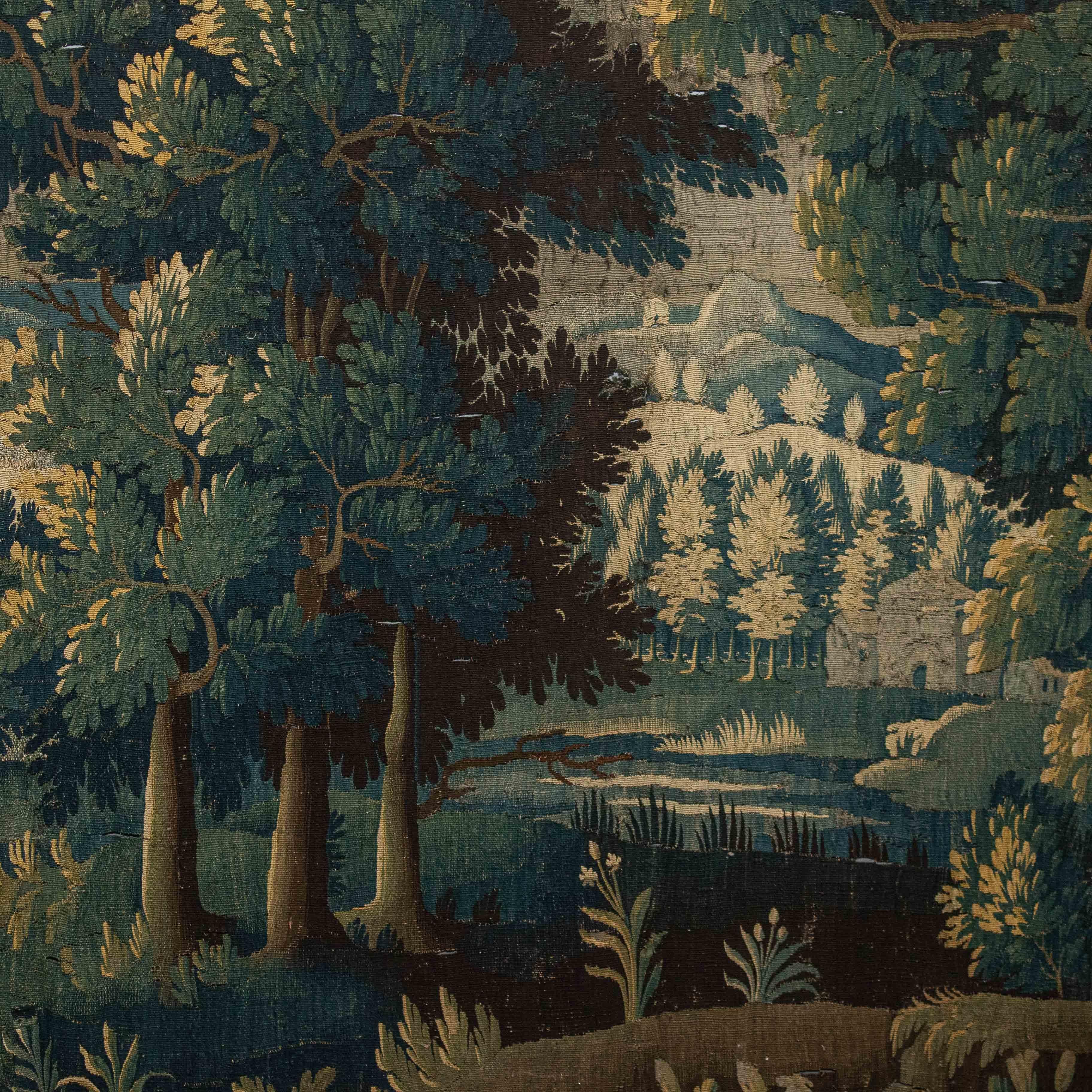 French 17th Century Tapestry with Landscape Aubusson Manufacture