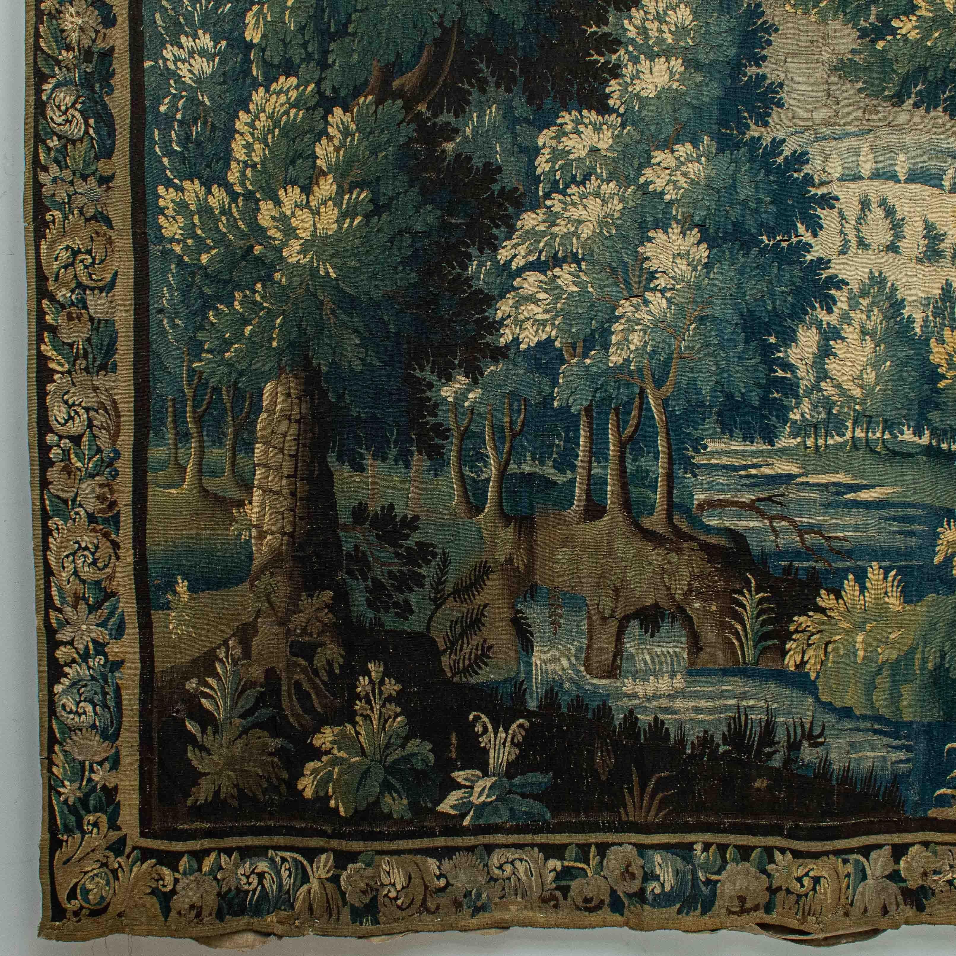 17th Century Tapestry with Landscape Aubusson Manufacture In Good Condition In Milan, IT